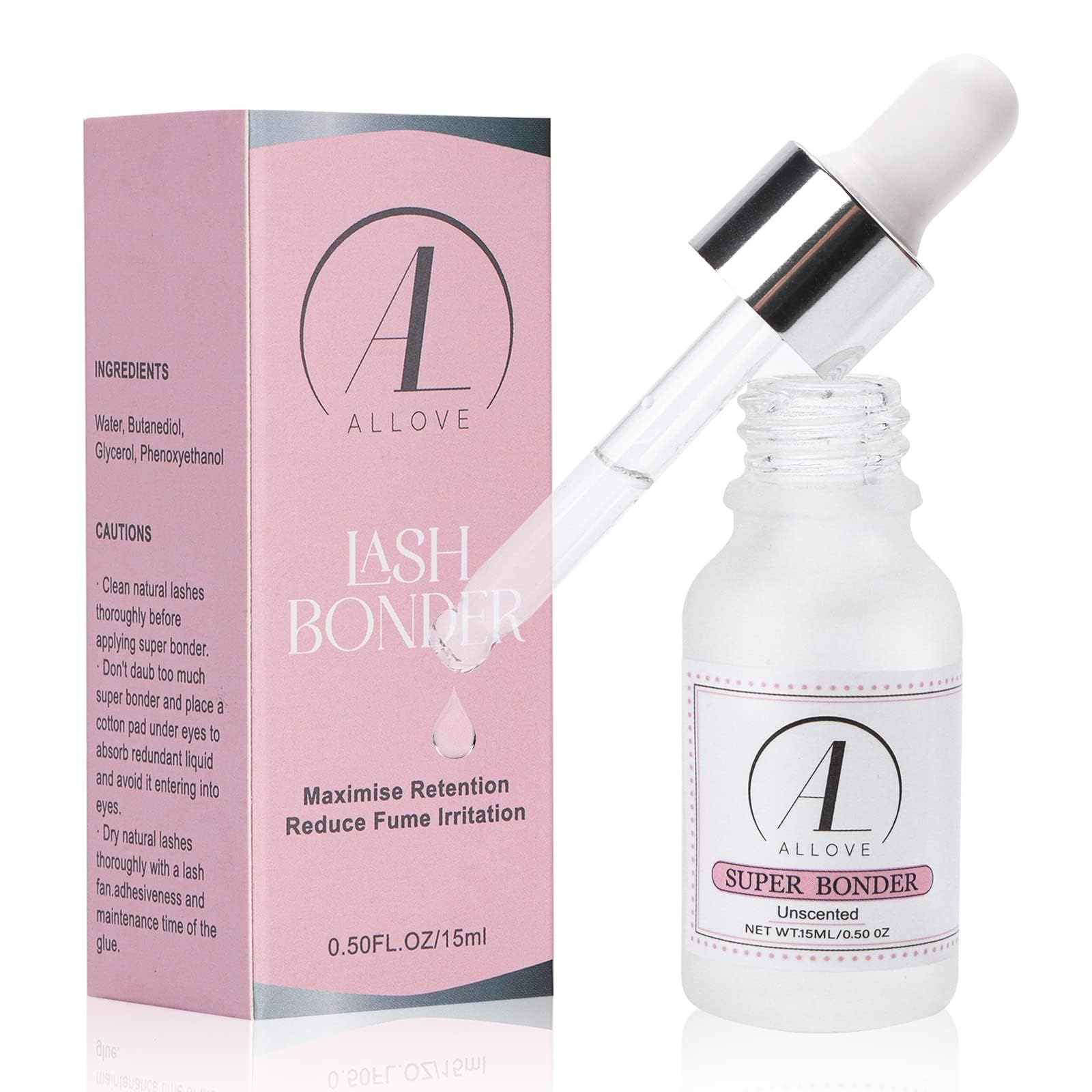 ALLOVELash Bonder for Eyelash Extensions Super Bonder for Lash Extensions Glue Accelerator Water Oil Proof Lash Sealant for Eyelash Extensions 15ml-Unscented