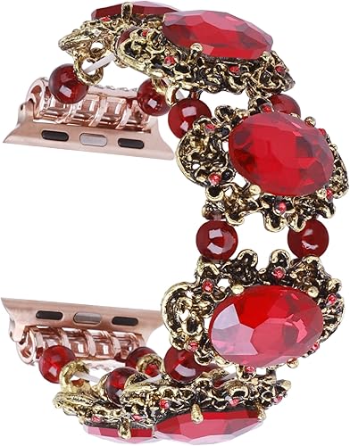 Miniatura 2 de Correas de pulsera de cuentas compatibles con Apple Watch Band de 1.496 in, 1.575 in, 1.614 in, 1.654 in, 1.732 in, 1.772 in, correa elástica