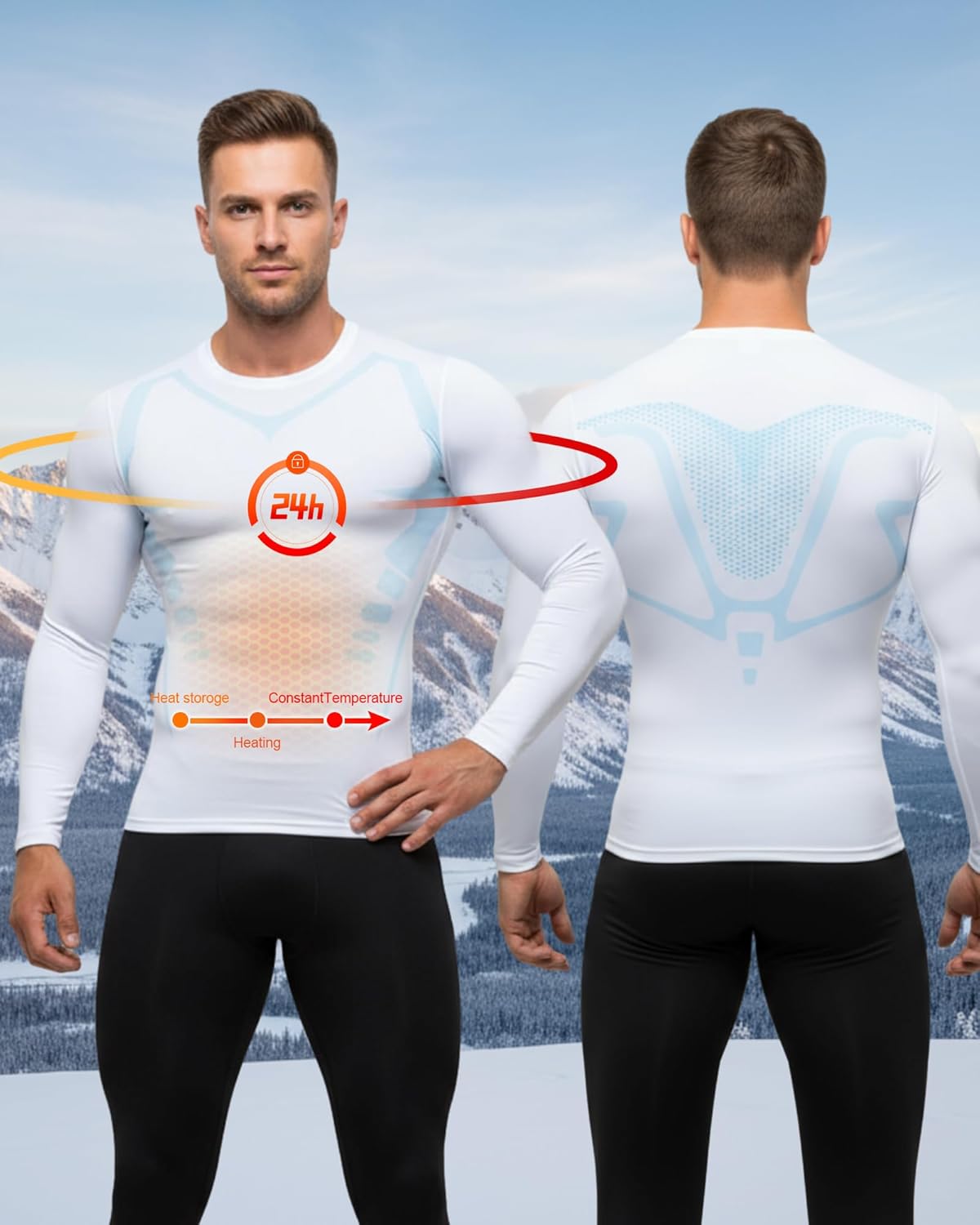Coume 4 Pack Men's Thermal Compression Shirts Fleece Lined Long Sleeve Undershirt Athletic Base Layer for Cold Weather - Image 2