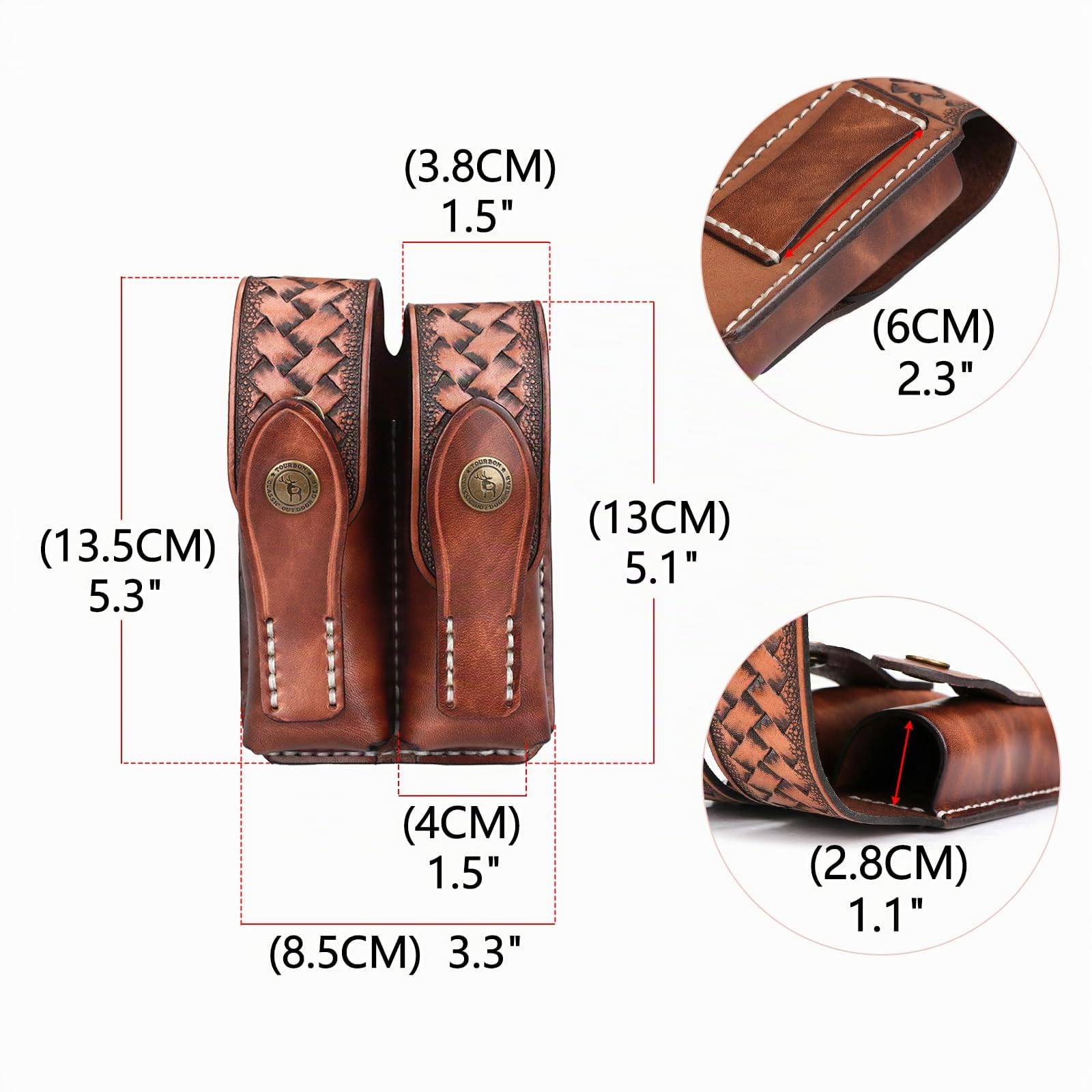 TOURBON Pochette en Cuir véritable pour Chargeur de Pistolet, Carabine, Ceinture, étui pour Chargeur Rapide