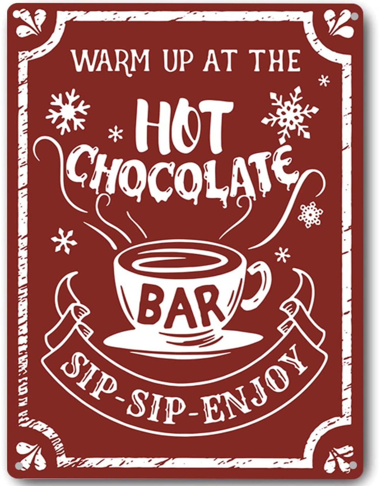 Christmas Tin Sign Hot Coco Tin Signs New Year Easter Wall Decoration Bar Pub Family Cafe Signs Gifts for Friends 8x12 Inch