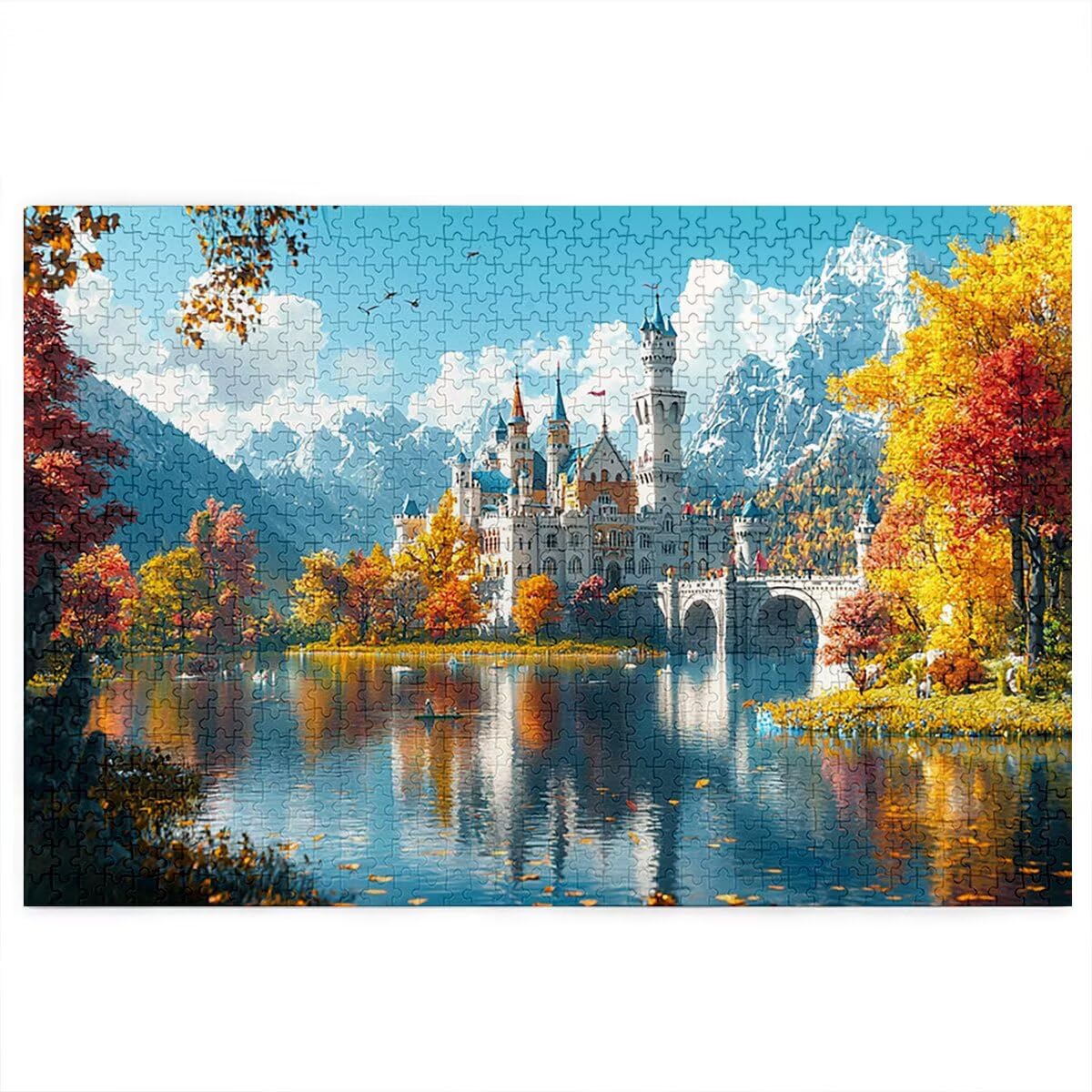 Puzzle 5000 elementów, krajobraz, zamek, 5000 elementów, drewniane puzzle dla dorosłych, trudna łamigłówka, gra logiczna dla całej rodziny, drewniane puzzle do dekoracji salonu, na prezenty, B-48