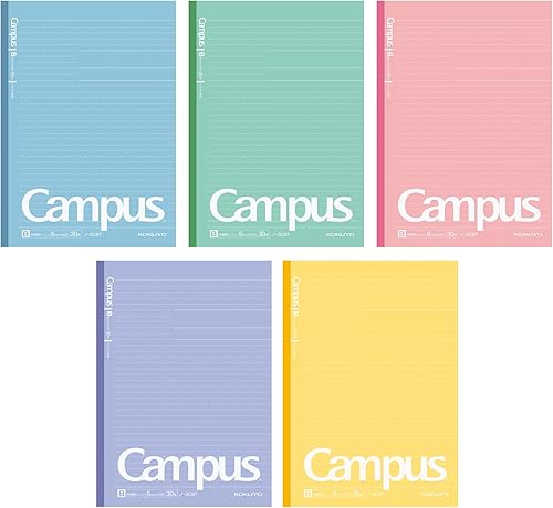 Miniatura 3 de Kokuyo - Cuaderno de la serie Campus con líneas de puntos semi B5 7 x 983 pulgadas 0236 pulgadas 35 líneas 30 hojas paquete de 5 colores de cubierta
