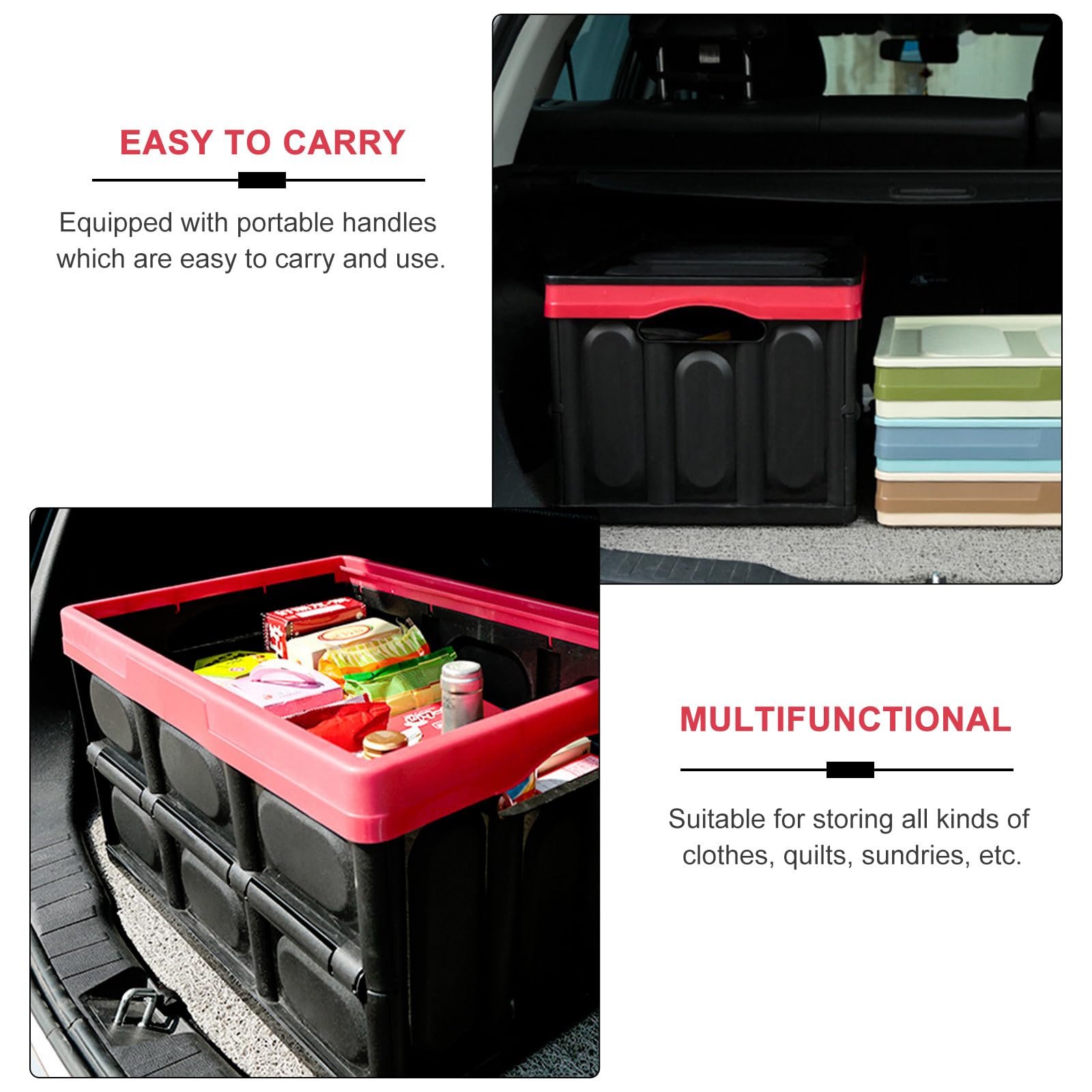 Scatola di Contenimento Portatile Pieghevole 30l, Organizer per Bagagliaio Auto e Casa, Box Portaoggetti Multiuso Resistente Ampia Capacità e Design Salvaspazio