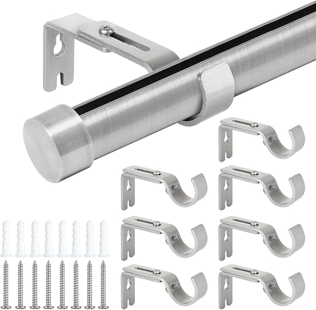 8 Pack Curtain Pole Brackets with Adjustable Length of 9-12cm, Sliver Metal Extending Curtain Pole Holder Brackets with Screws (22-25mm Diameter) For Eyelet Curtain Window (No Pole)