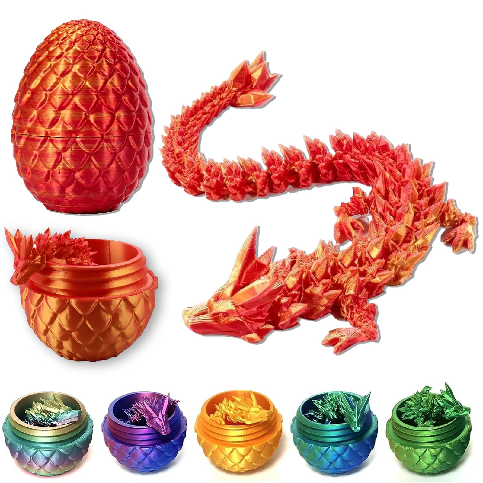 3D Printed Dragon - Crystal Egg with Flexible Wings & 8.5cm Size for Fish Tank & Garden Decoration