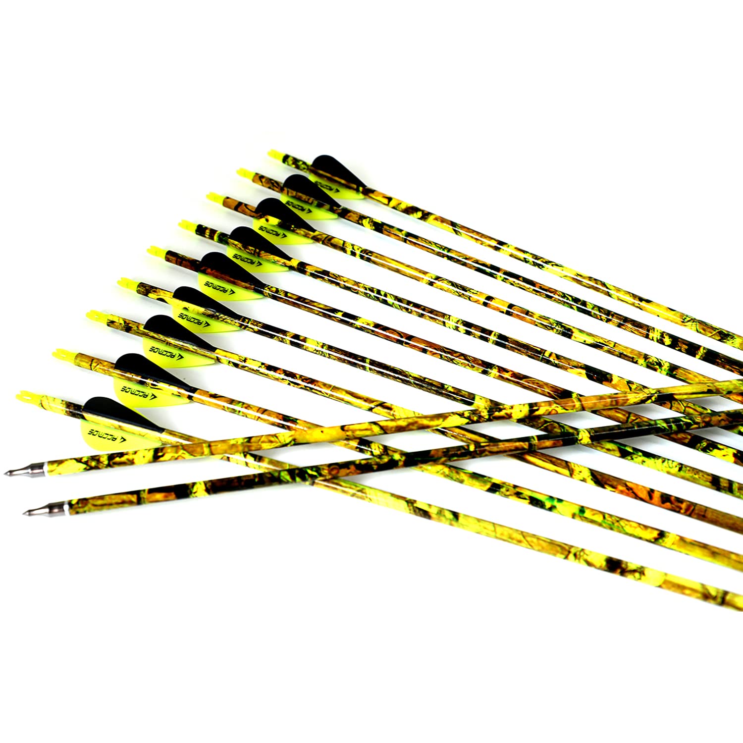 Photo 1 of 12pc ID 6.2mm .244" Custom Length 22-30 Inch Carbon Arrows Spine 500 Target Practice & Hunting Arrow Rotatable Nock for Recurve Bow Compound Bow Adult Youth Shooting 22.5Inch Spine 500