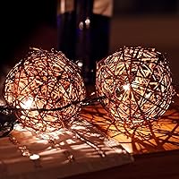 Vista 4 de ARTIBETTER 10 bolas decorativas de vid tejidas a mano, orbes de mimbre marrón claro de 3.93 pulgadas para árbol de Navidad, boda, cafetería, bar