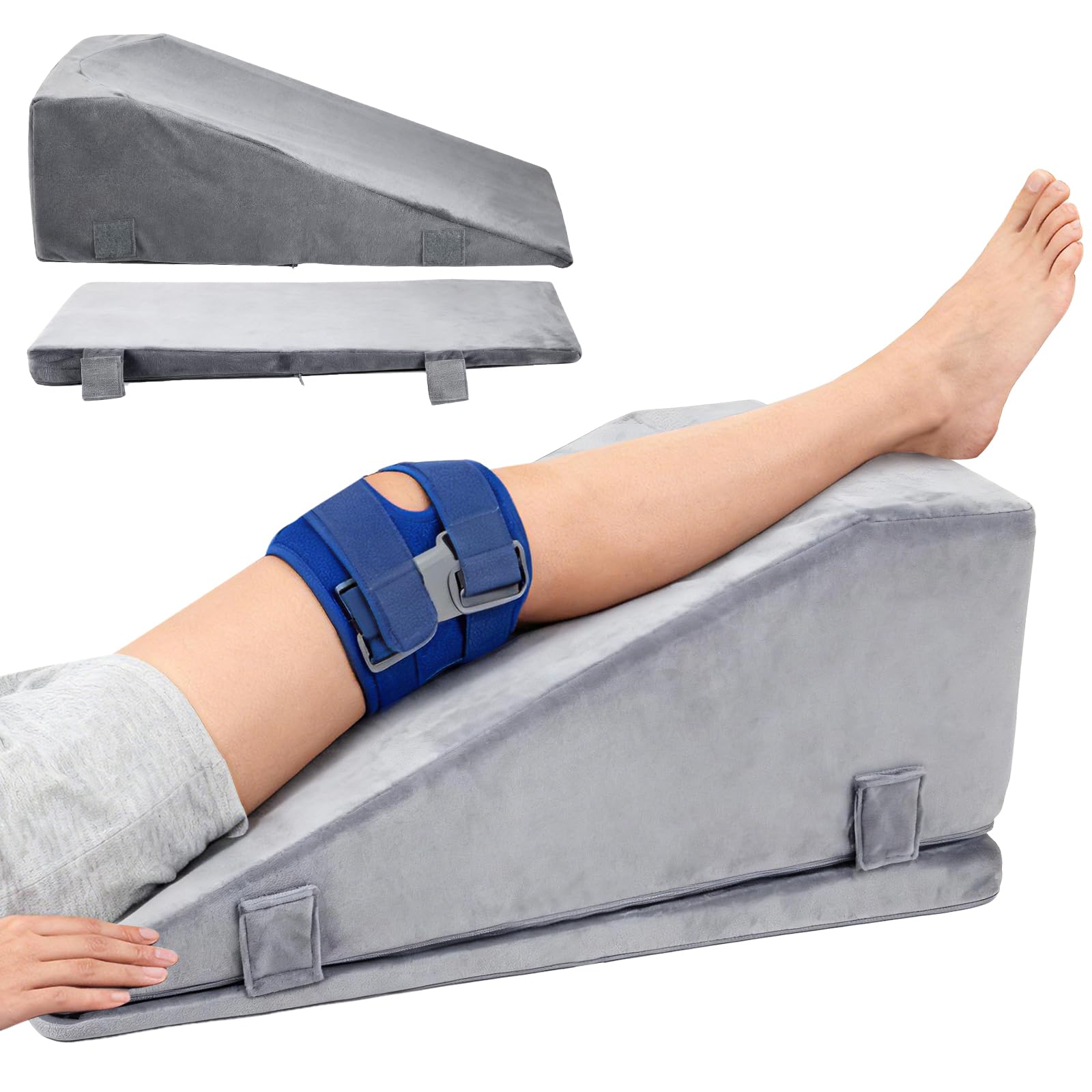 VeftBltrem 2 in 1 Leg Elevation Pillow for Swelling, Leg Support Pillow for After Surgery, with Removeable Washable Cover, Blood Circulation, Sciatica, Relieves Knee, Ankle, Foot Pain (style A)