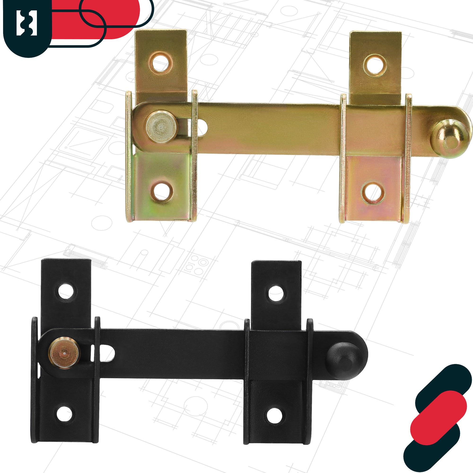 KOTARBAU® 2 x Cierres para Puertas y contraventanas 120 mm, Cierre para verjas, Cierre pestillo Negro, Retenedor para Puertas batientes, Cierre Puertas Madera, 2 uds