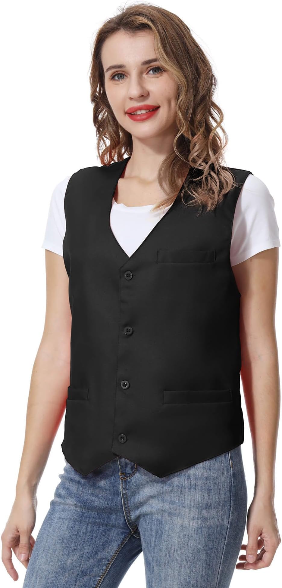 TOPTIE Unisex Button Vest Work Wear Uniform Vest