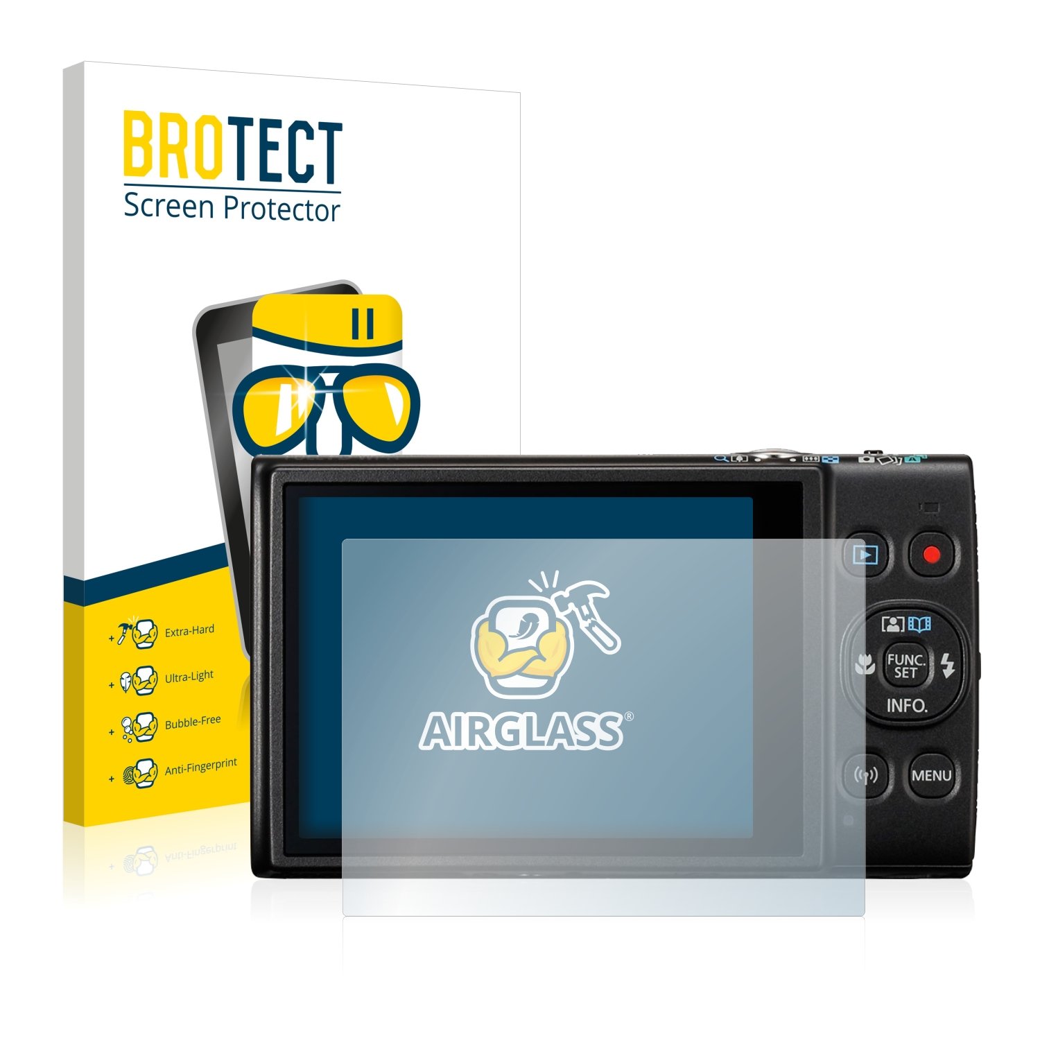 brotect Glass Screen Protector Film compatible with Canon Digital Ixus 285 hs - Glass-Foil 9H Protection [Scratch Resistant, High Clarity]