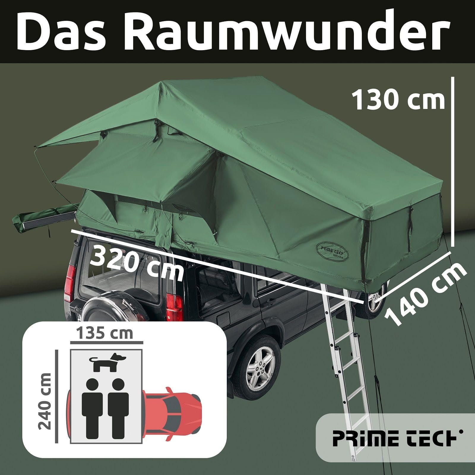 prime tech dachzelt | Extended L Autodachzelt mit Vorzelt | Softshell-Dachzelt mit Bodenplane & Teleskopleiter | 240x140 cm Liegefläche | Komfort-Zelt für Camping, Vanlife & Overlanding Performance Racesuit Herren | Seat Style_ Farbe:Lunar Titan