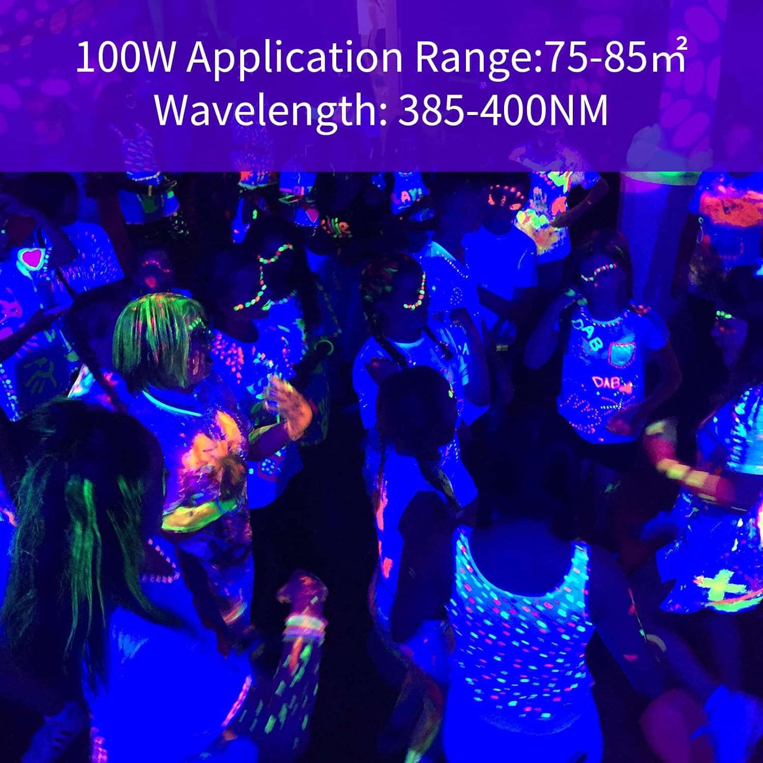 10 Pezzi Luce Nera UV,100W Faretto UV LED con Spina, IP66 Impermeabile Faro Ultravioletta,385-400nm Black light per Festa,Pittura Fluo,Poster Fluorescente,Bar,Halloween,Party,Discoteca