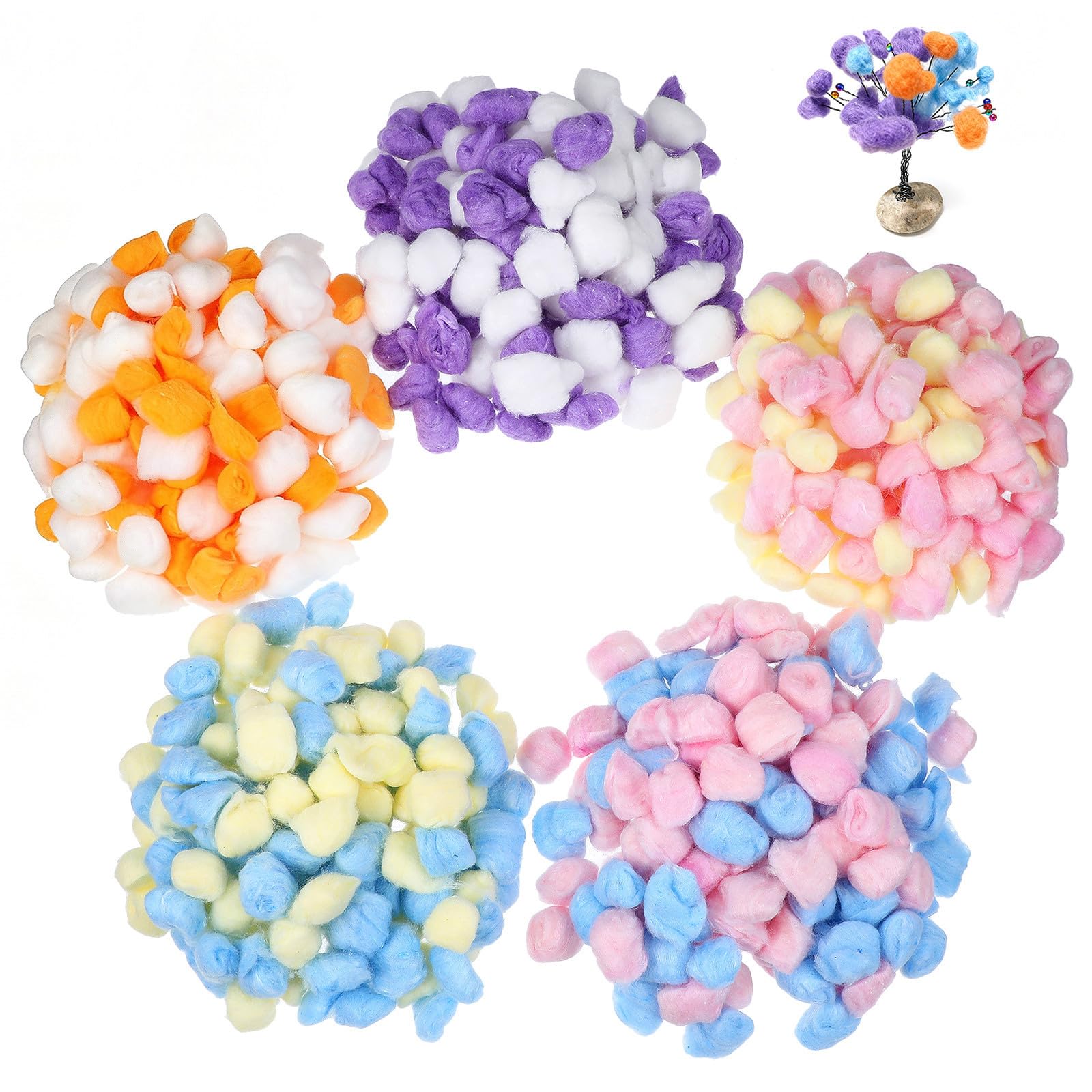 Bolas de algodón de colores CVUTOVO para manualidades DIY y nidos de mascotas 8