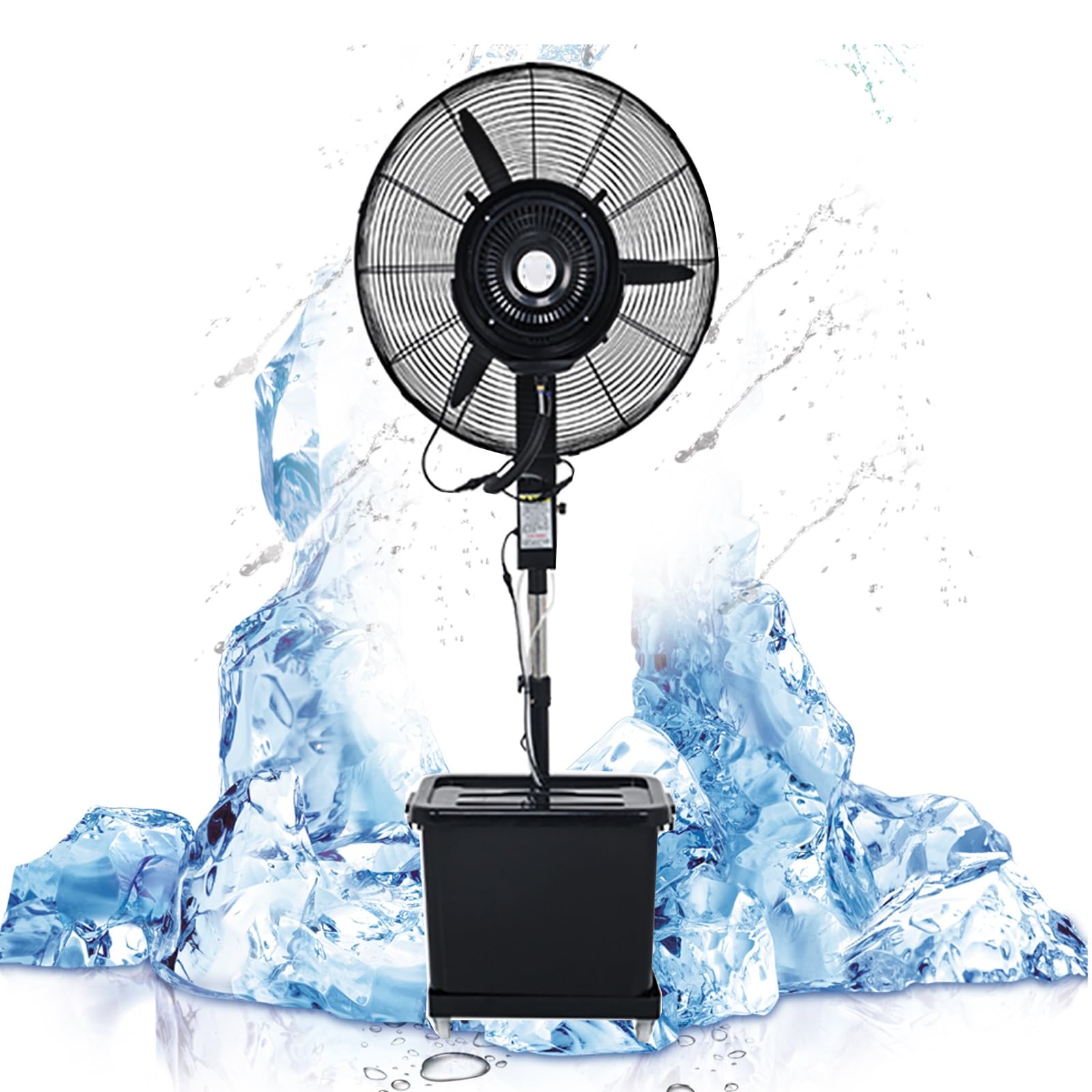 Ventilatore nebulizzatore da Esterno con 3 velocità, Oscillazione a 90° e Serbatoio dell'Acqua capiente per Patio e Giardino, B 220 V - 71 cm/28 Pollici,B 220v-71cm/28in