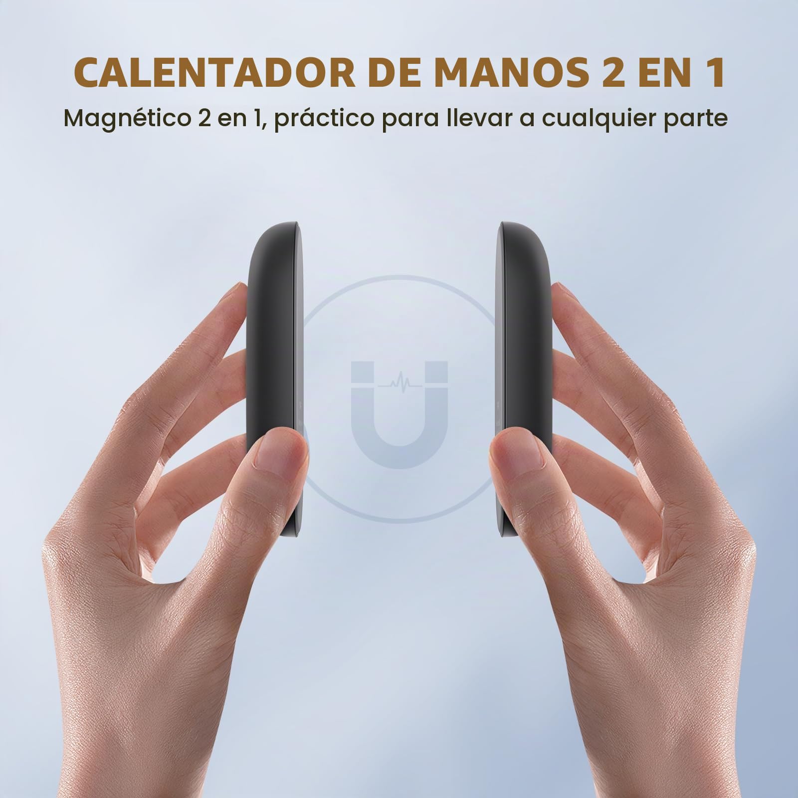 Pack 2 calienta-Manos eléctricos – magnéticos Desmontables, Calentamiento rápido, Recargables por USB con cordón, Compacto para niños, esquí y Exterior en Invierno
