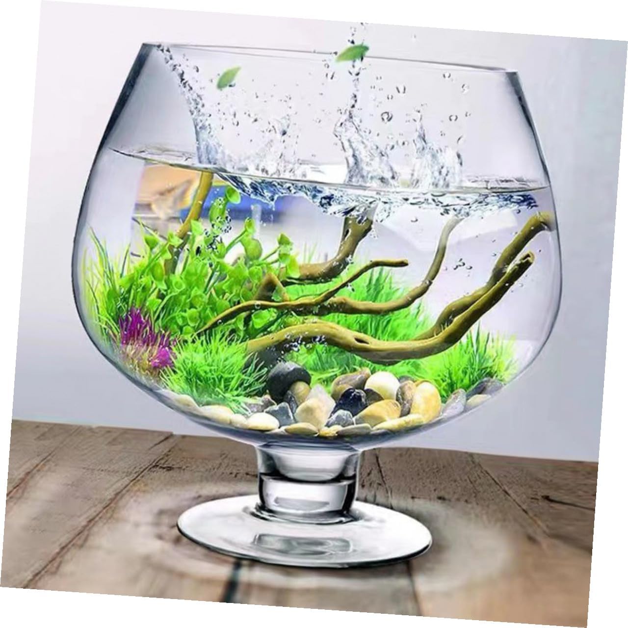 ibasenice Multi-Function Glass Aquarium Tank 4000ml Desktop Betta Fish Bowl Hydroponic Plant Vase Office Fish Accessories