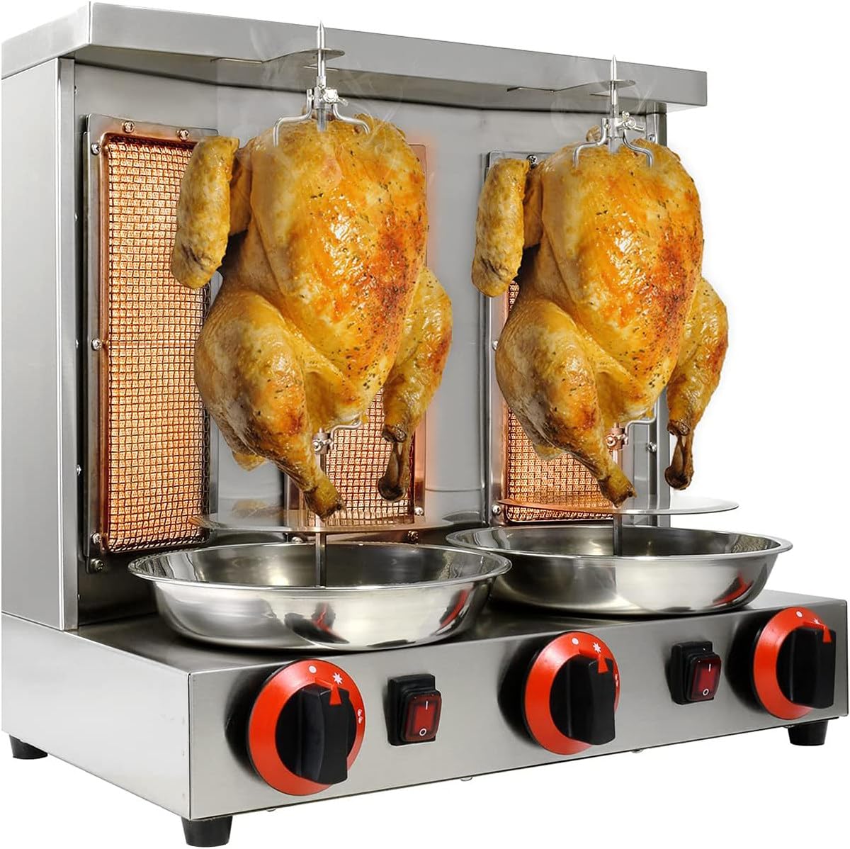 Genérico Máquina para Hacer Doner Kebab a Gas, asador Giratorio de 360 ​​Grados para Carne, asador de Pollo Turco Comercial para mostrador con Quemador, asador Vertical para Kebab a Gas