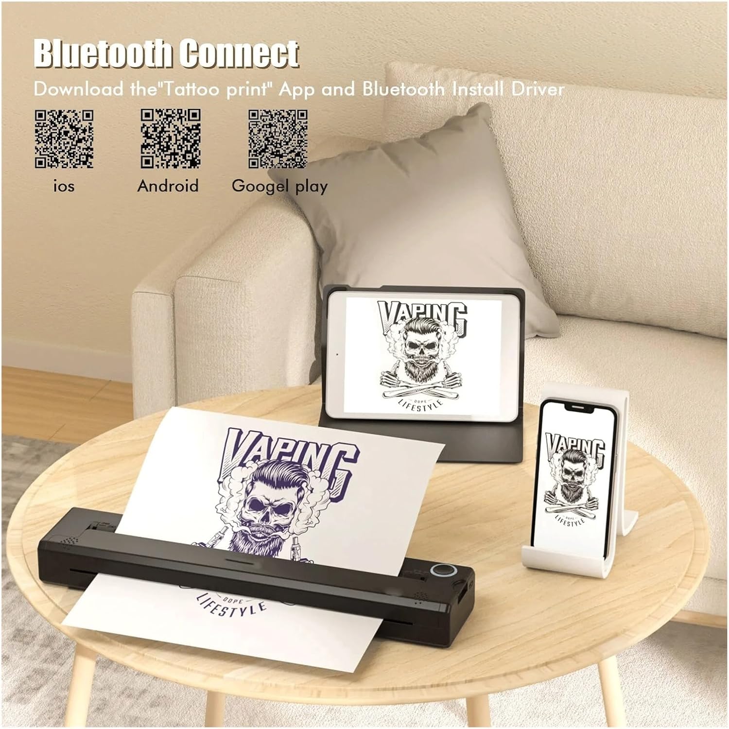 Portable Tattoo Transfer Printer Machine Mini Network Thermal Stencil Line Drawing Printing Copier