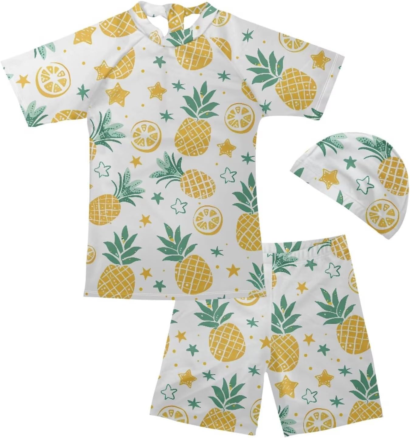 Boys Girls 3 Piece Swimsuit Summer Beach Rash Guard Swim Set Quick Dry Swimwear Bathing Suits Kids 5-14