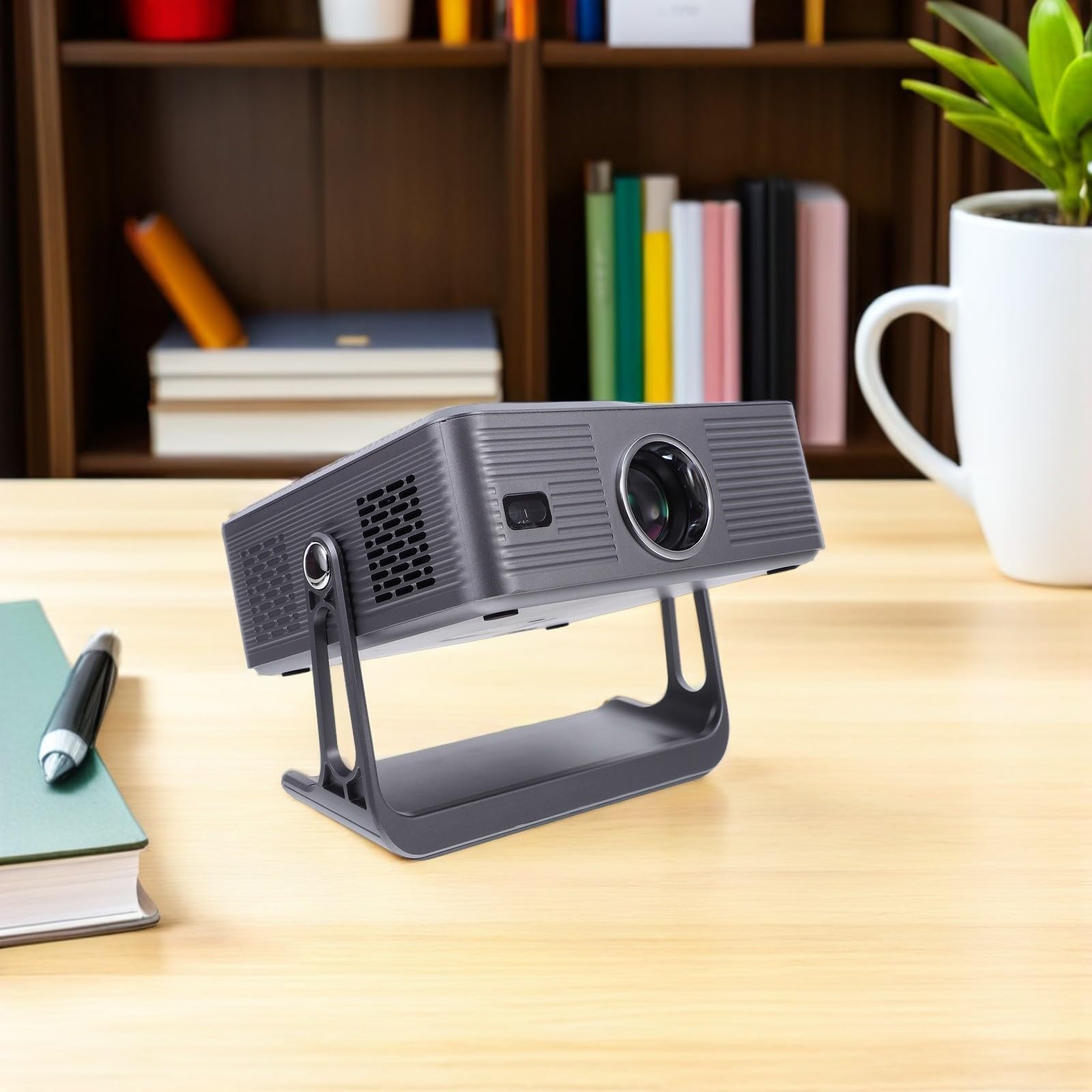 POPETPOP Mini Proiettore Portatile Full HD con Auto Focus e Stand Rotante Supporto Wifi Dual Compatibile USB Av Proiezione Interni Esterni e Soffitto