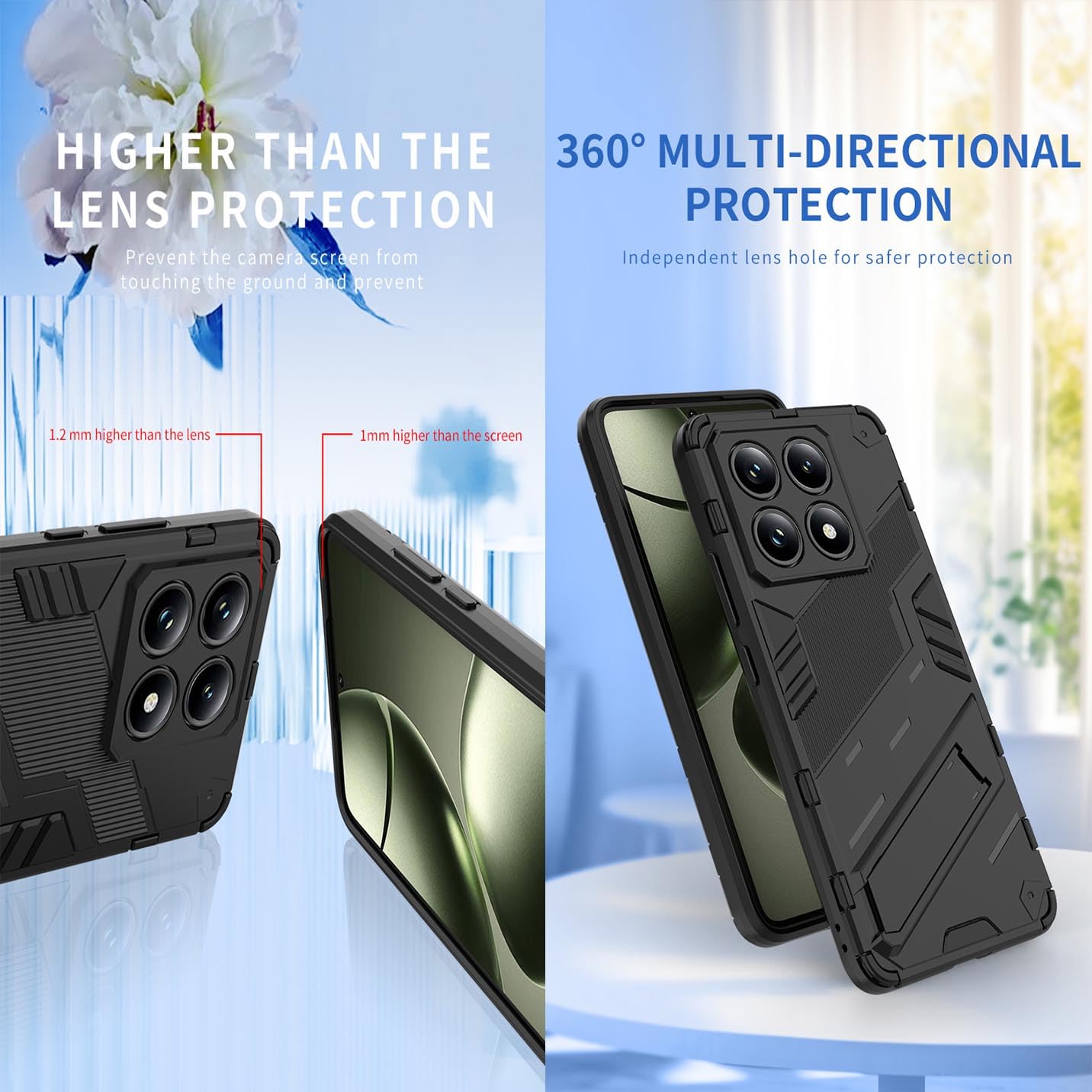 Coque Antichoc BORYA Pour Xiaomi 14T Pro - Transparente Givrée - Anneau Magnétique 360° - Support Voiture