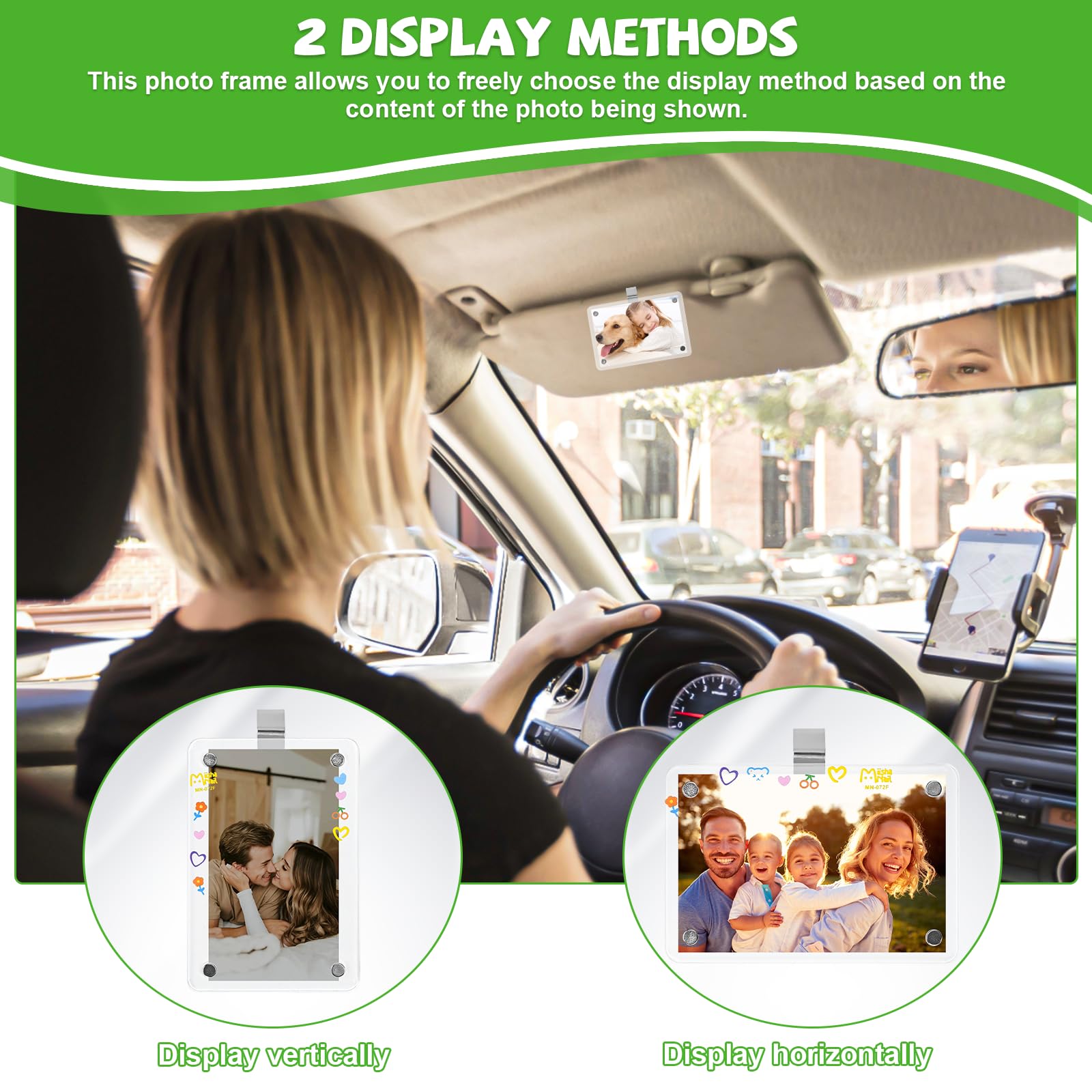 WEFHEF 2 Pcs Cadre Photo Pour Voiture Magnétiques, Support Photo