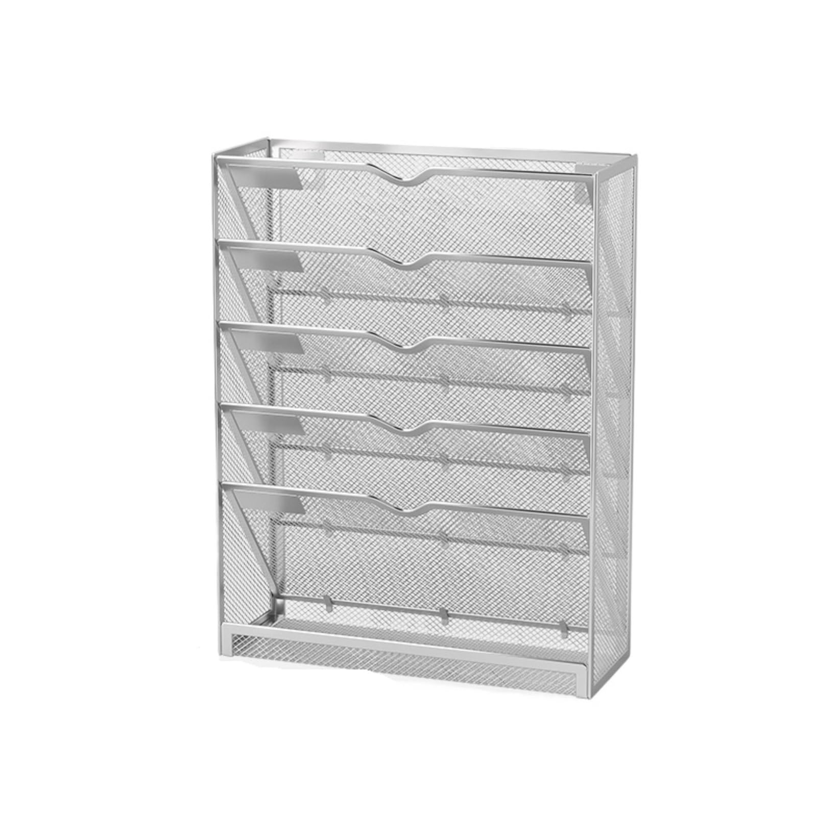 Portadocumenti da parete in rete a 5 livelli, cartella sospesa verticale tavolo con vassoio piatto inferiore(5-Tier White)