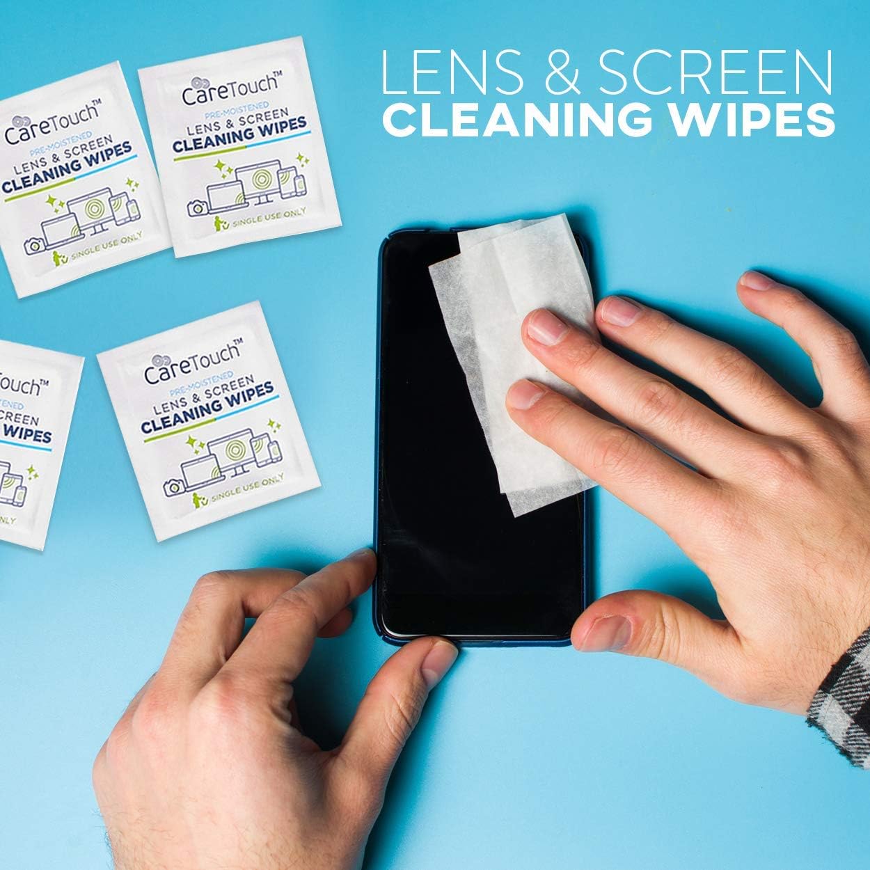 Care Touch Lens Cleaning Wipes - 210 Pre-Moistened and Individually Wrapped Lens Cleaning Wipes - Great for Eyeglasses, Tablets, Camera Lenses, Screens, Keyboards and Delicate Surfaces : Health & Household
