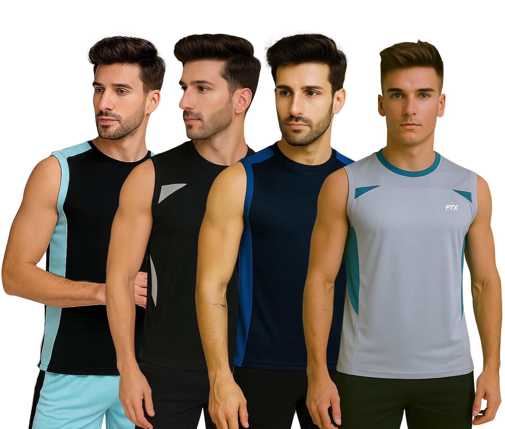 ftx Drifit Colorblock Sleeveless Activewear Sports Tshirt for Men (Pack of 4)-picture-27