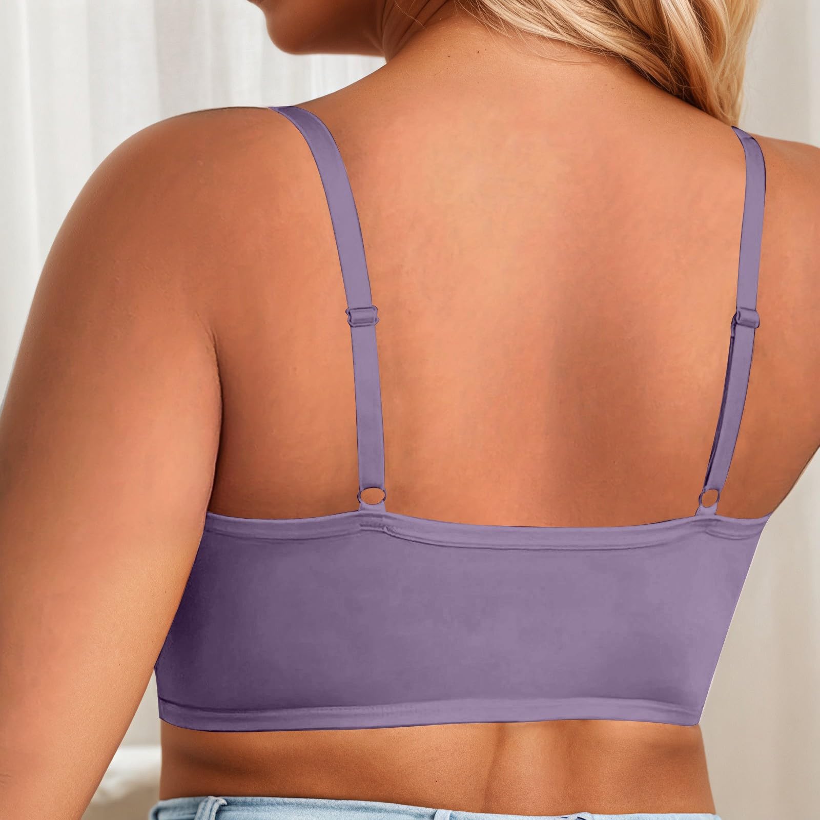 Reggiseno A Triangolo Senza Ferretto con Chiusura Frontale E Spalline Sottili da Indossare Tutto Il Giorno, Beige, XL