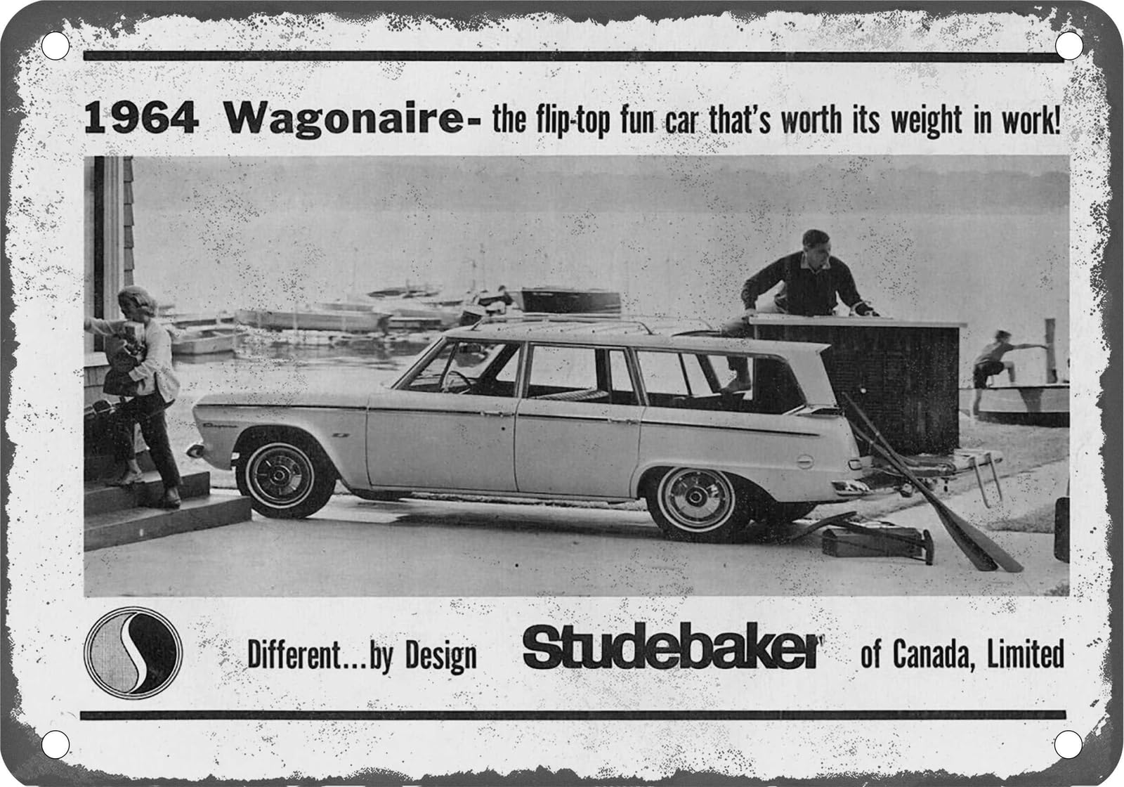 Miaomansenstore Metal Sign - 1964 Studebaker Vintage Ad 01 - Old Retro Rusty Look Home Decor