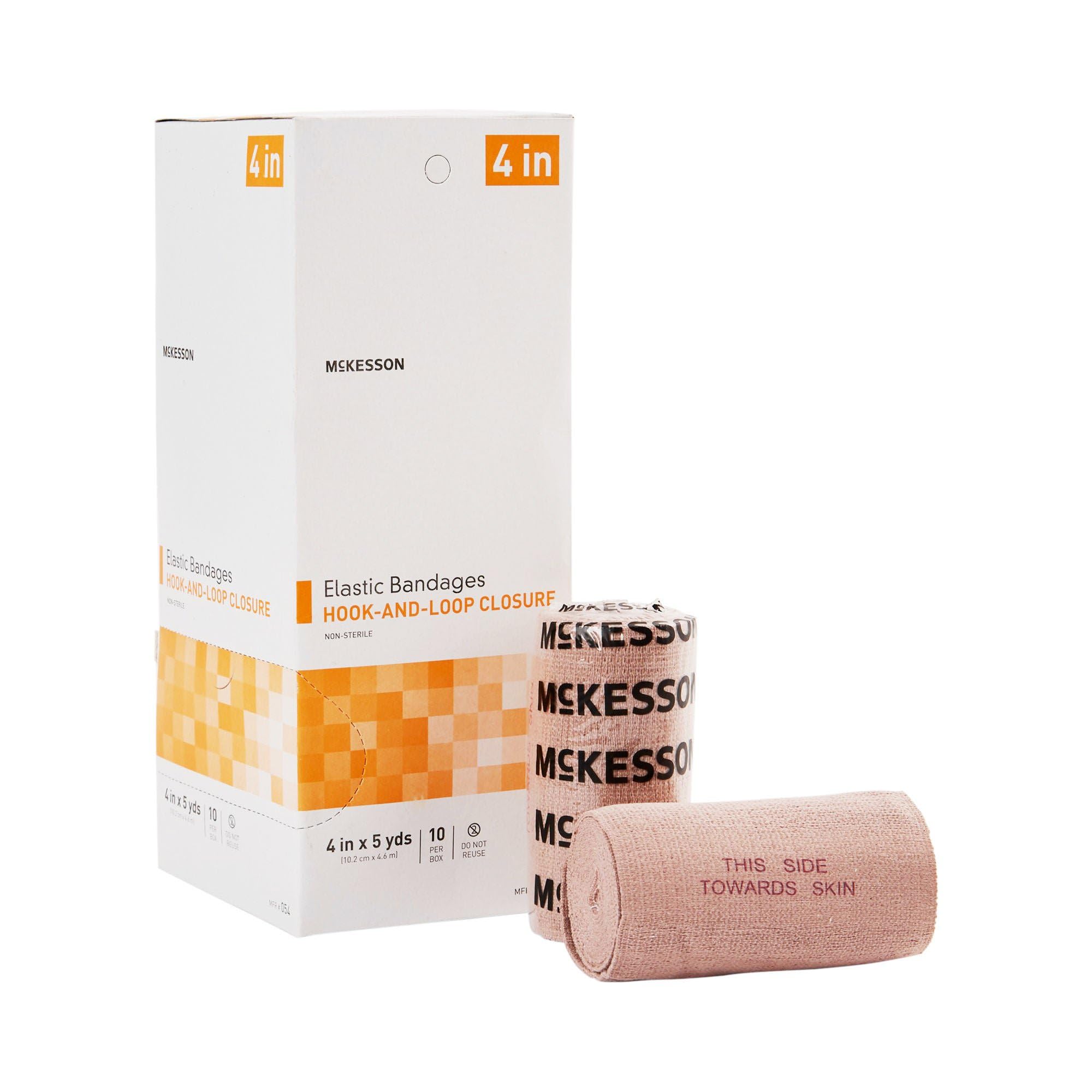 McKesson Elastic Bandage, Hook Loop, Non-Sterile, Tan, 5 yds, 4 in, 10 ct