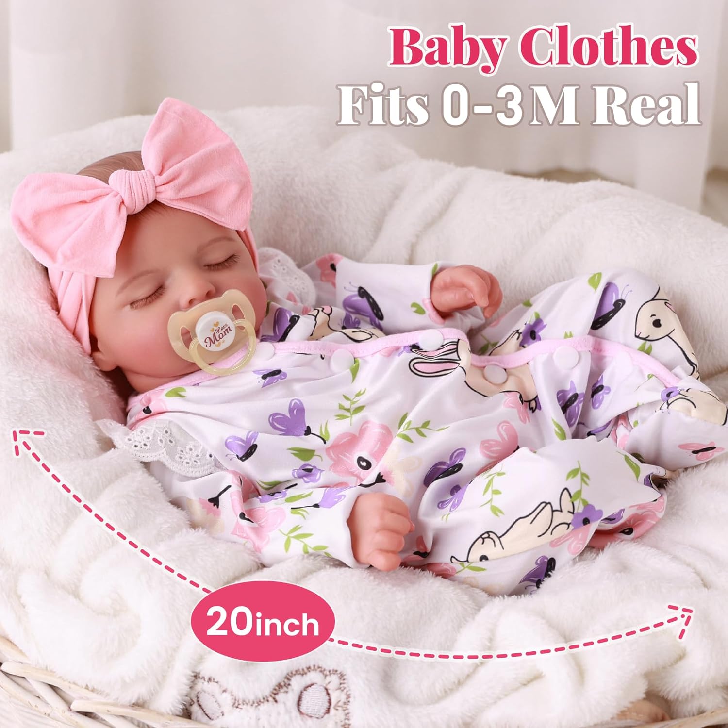 BABESIDE Lifelike Reborn Baby Dolls Girl - 20 Inch Realistic Newborn Baby Dolls with Poseable Body, Real Life Baby Dolls with Accessories for 3+ Year Old Girls Gifts, Pretend Play, Collection - Image 4