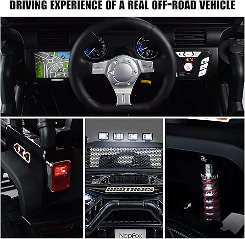 Miniatura 3 de Coche eléctrico grande de 48.4 pulgadas para niños, con 2 asientos, control remoto, ruedas de suspensión grandes de 14 pulgadas, luces LED, música,