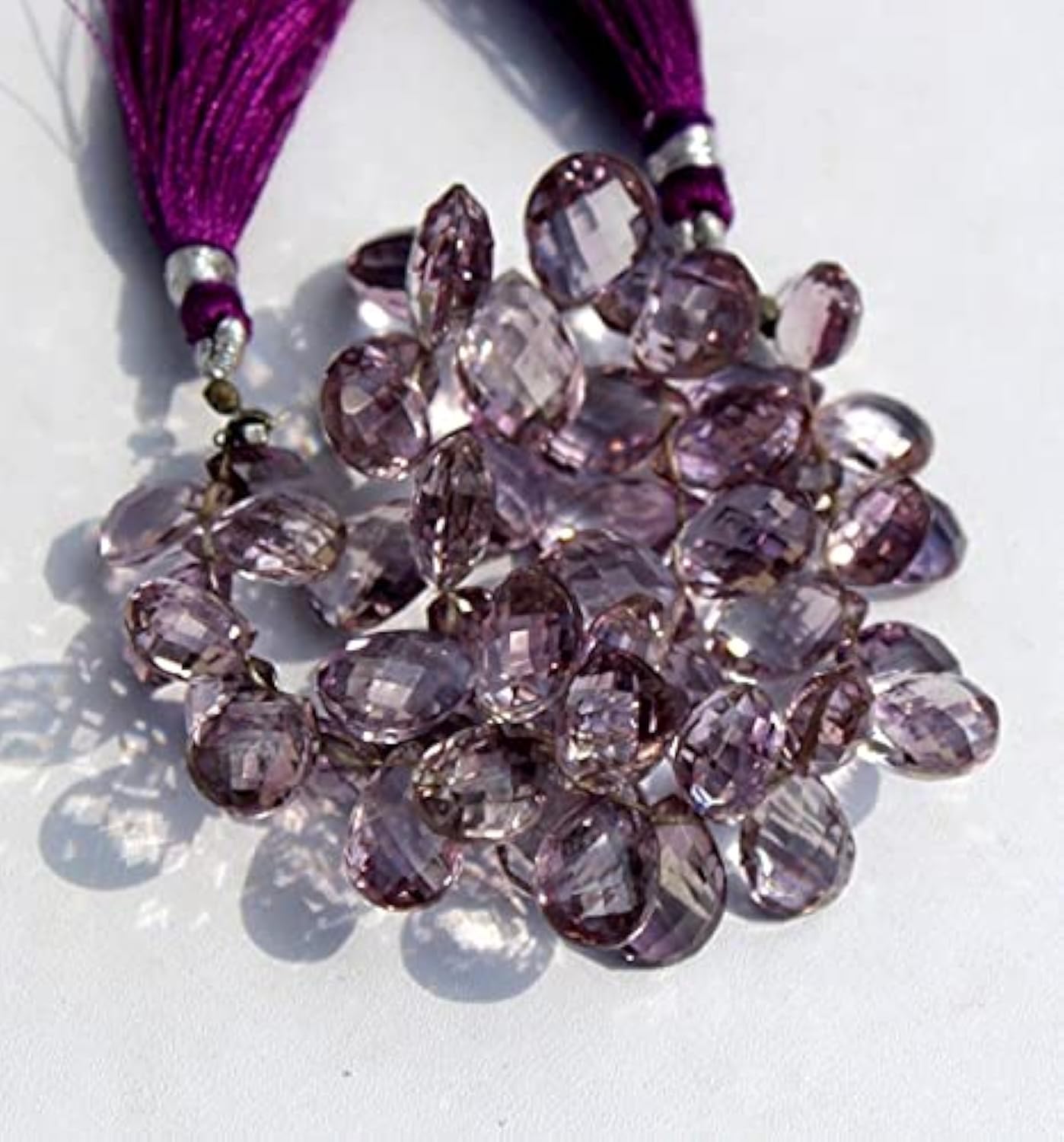 Améthyste rose naturelle perles briolettes poire 8-14mm pour création bijoux DIY