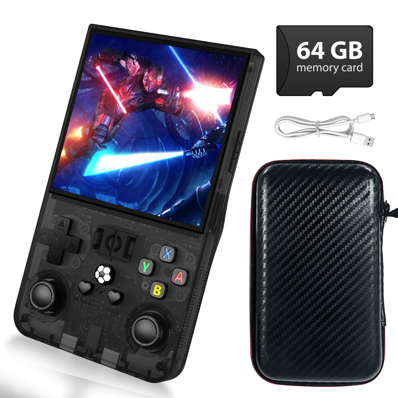 R36MAX Portable Game Console, 4.0 Inch IPS Display Linux System with 64GB TF Card, Retro Game Console Built in 18000+ Games, Portable Video Games for