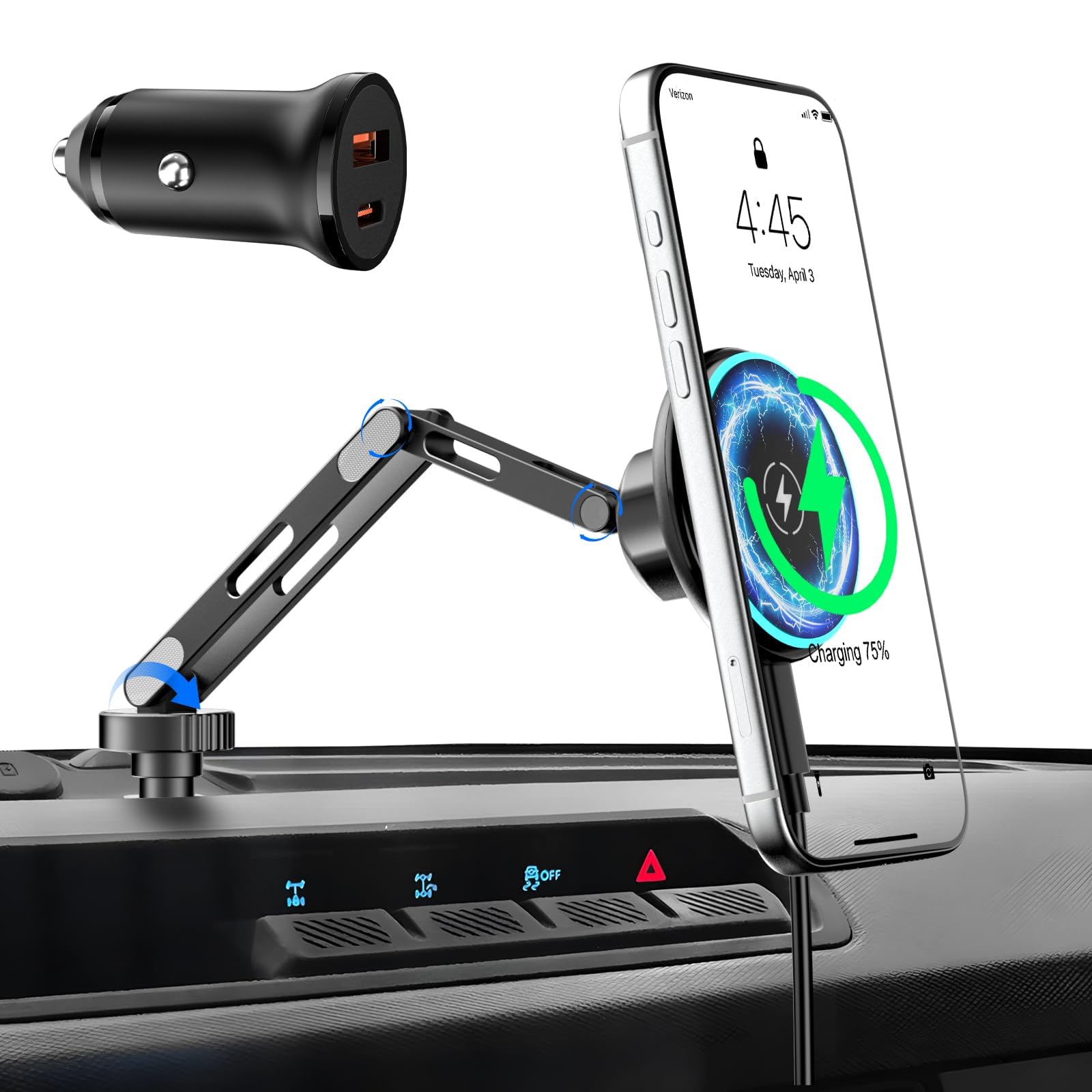 15W Wireless Car Charger Phone Mount for Ford Bronco 2021-2026 2/4 Door