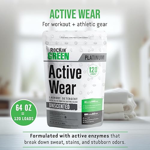 Miniatura 2 de Rockin' Green Detergente para ropa sucia, a base de plantas, detergente en polvo natural para ropa, vegano y biodegradable, seguro para pieles