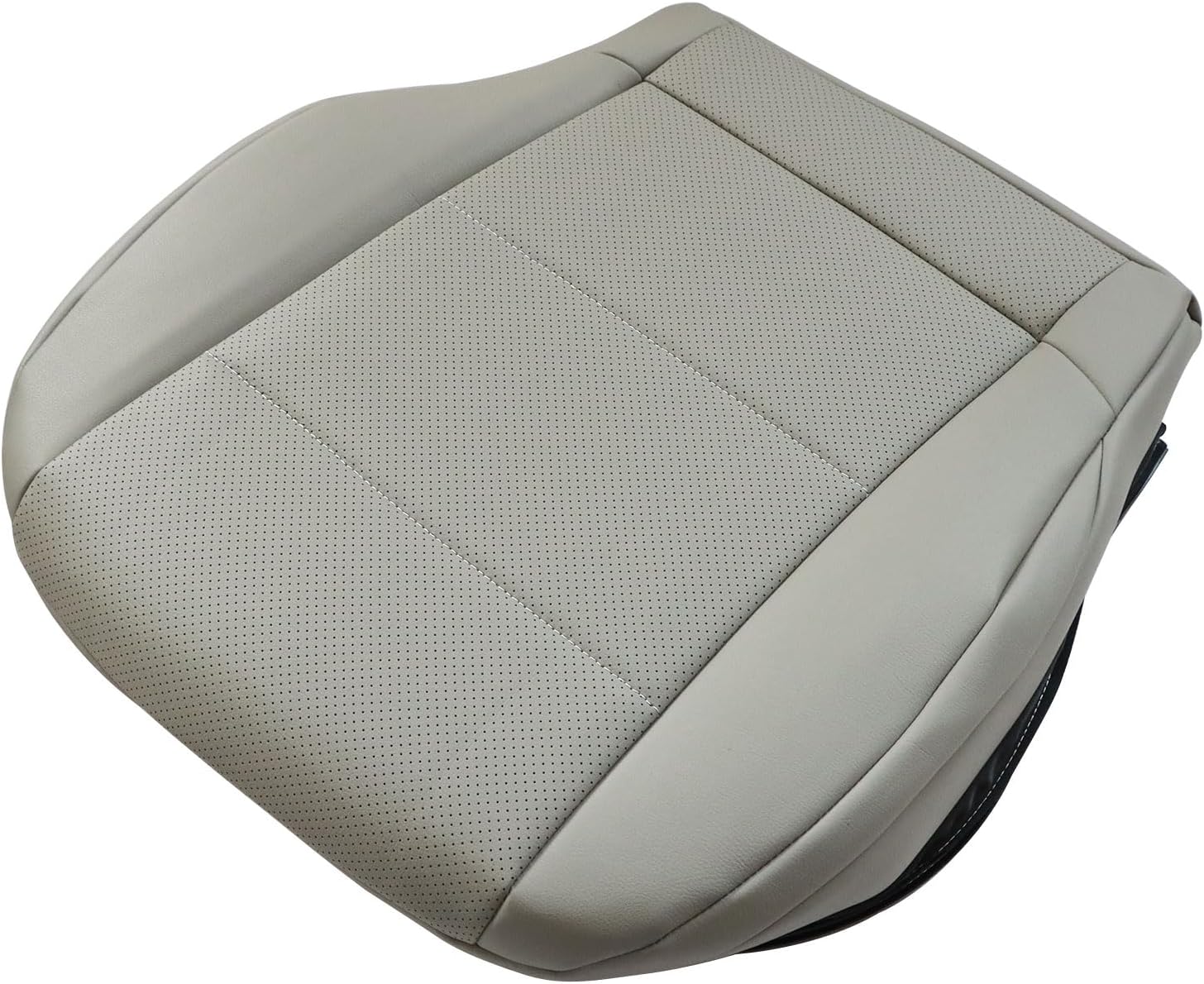 SecosAutoparts Driver & Passenger Side Bottom Replacement Perforated Gray Leather Seat Covers Compatible with Mercedes Benz C230 2005 2006 2007