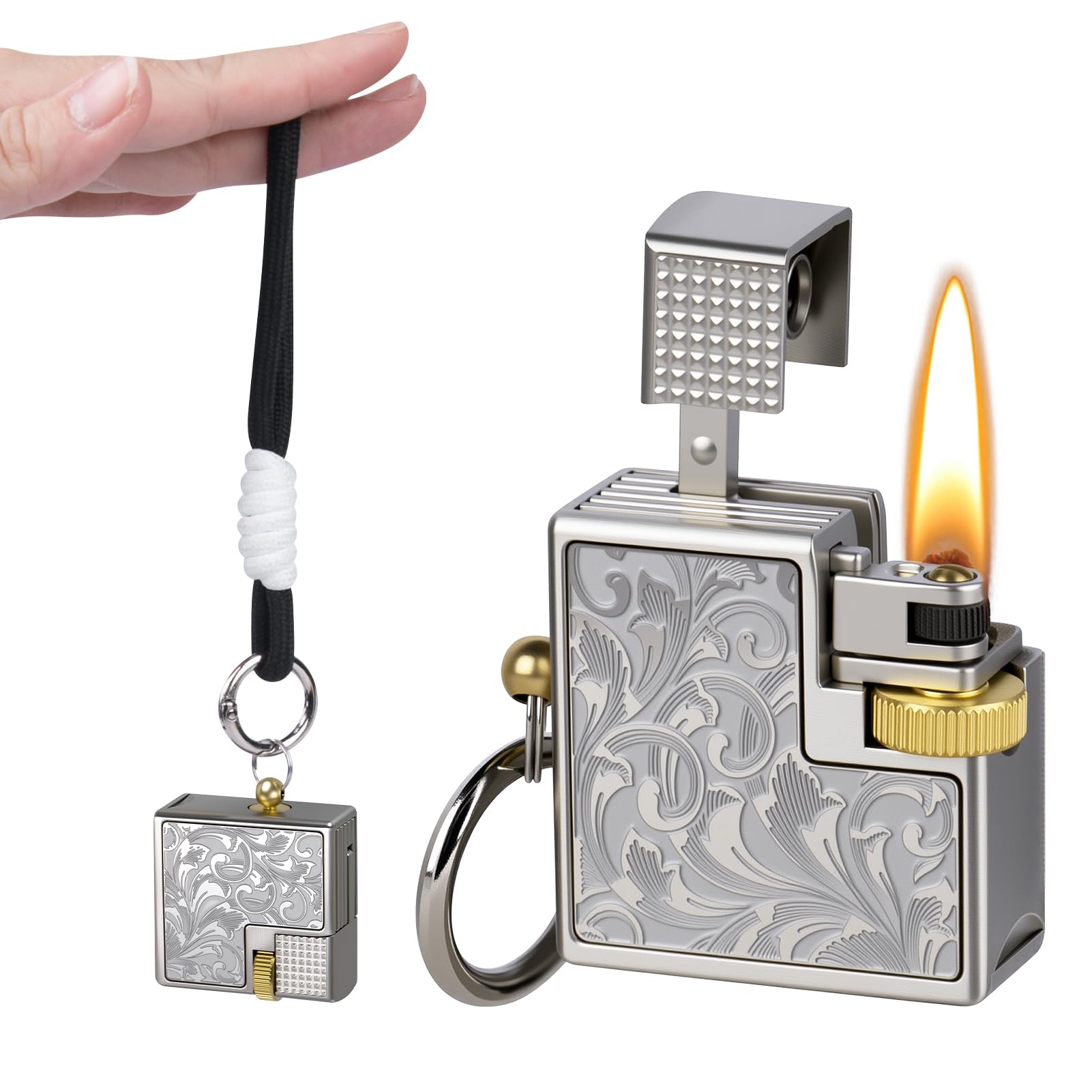 Vintage Trench Lighter Cool Lighter for Men - Refillable Soft Flame Kerosene Fluid Lighters Flint Wheel Antique Lighters