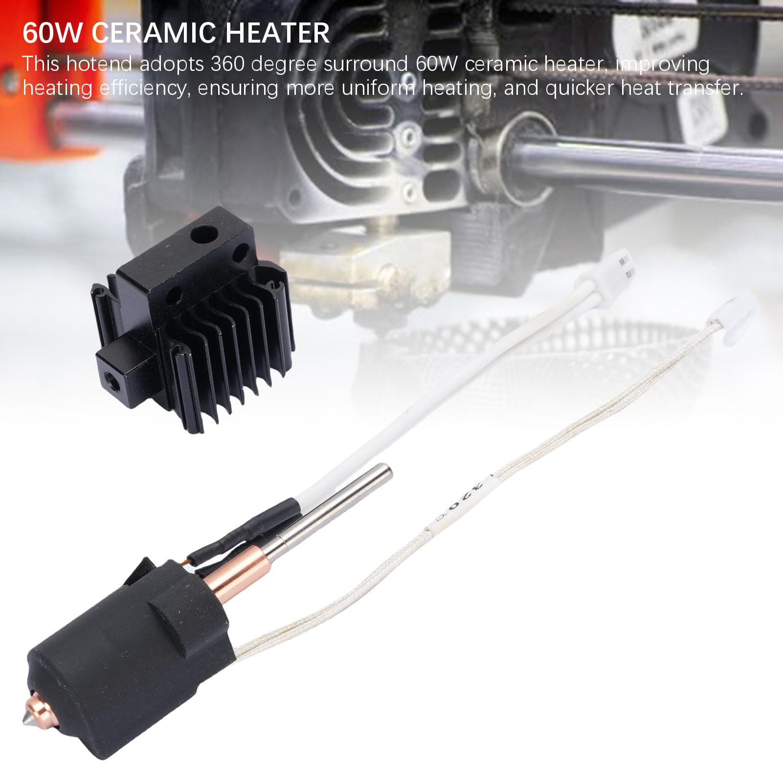 Fockety Kit de Tête d'Impression 3D pour Ender 3 V3 Plus, Buse 0,4 mm, 60 W, Chauffage Céramique