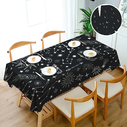 Miniatura 3 de Swono Mantel rectangular de sol y luna, 52 x 70 pulgadas, estrellas, sol, luna, constelación, galaxia, espacio para mesas rectangulares, mantel