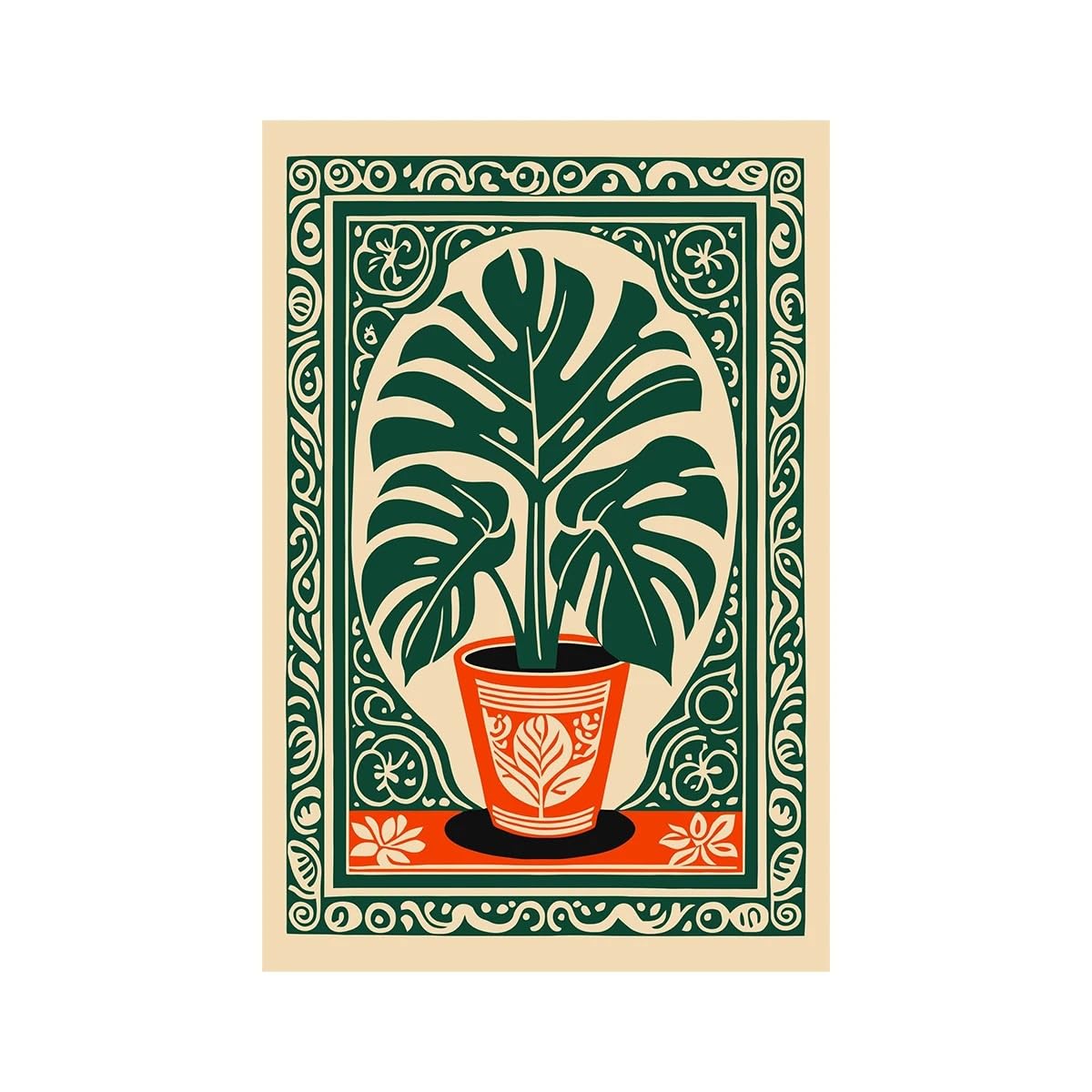 YONGKUIQMK Bohemian Monstera Tropical Plant Canvas Prints Poster Vintage Botanical Art Prints Bedroom Wall Art Home Decor Poster(21x30cm-unframed)