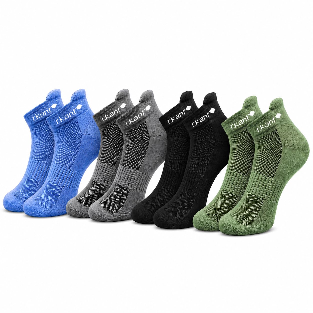 R.Kant Bamboo Fibre Ankle Socks Pack of 4 Pairs | Unisex | Breathable & Odour Resistant | Anti-Bacterial | Soft Cushioned Sole | Grey, Black, Blue & White-picture-18