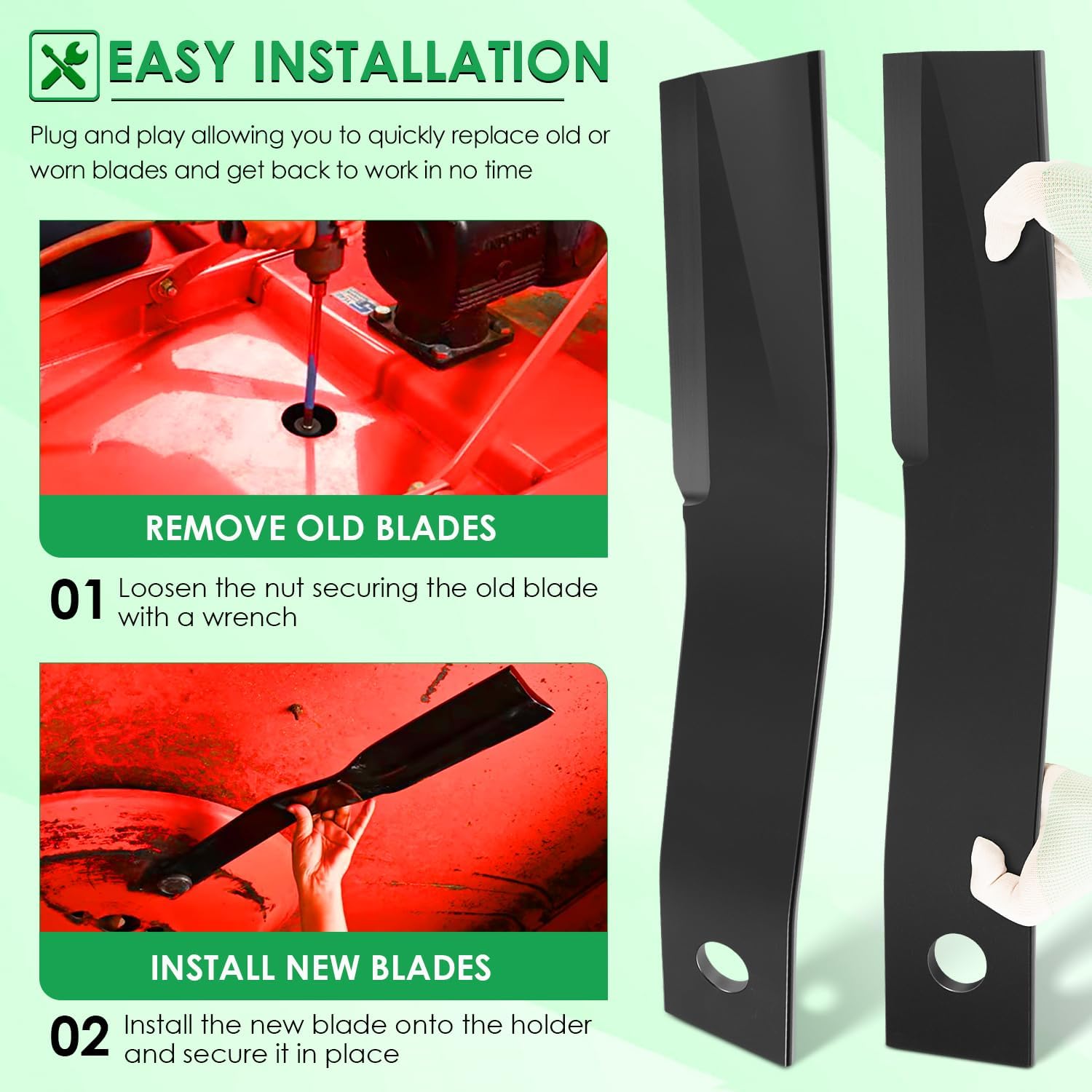 For Bush Hog Rotary Cutter Replacement Blades Compatible with Bush Hog Models 7555, 7555BH, BH25, RB60, SQ60, 24’’x3/4’’ Replacement Blades, Part Number 7555 Rotary Blades for Brush Mowers (2 Blades)