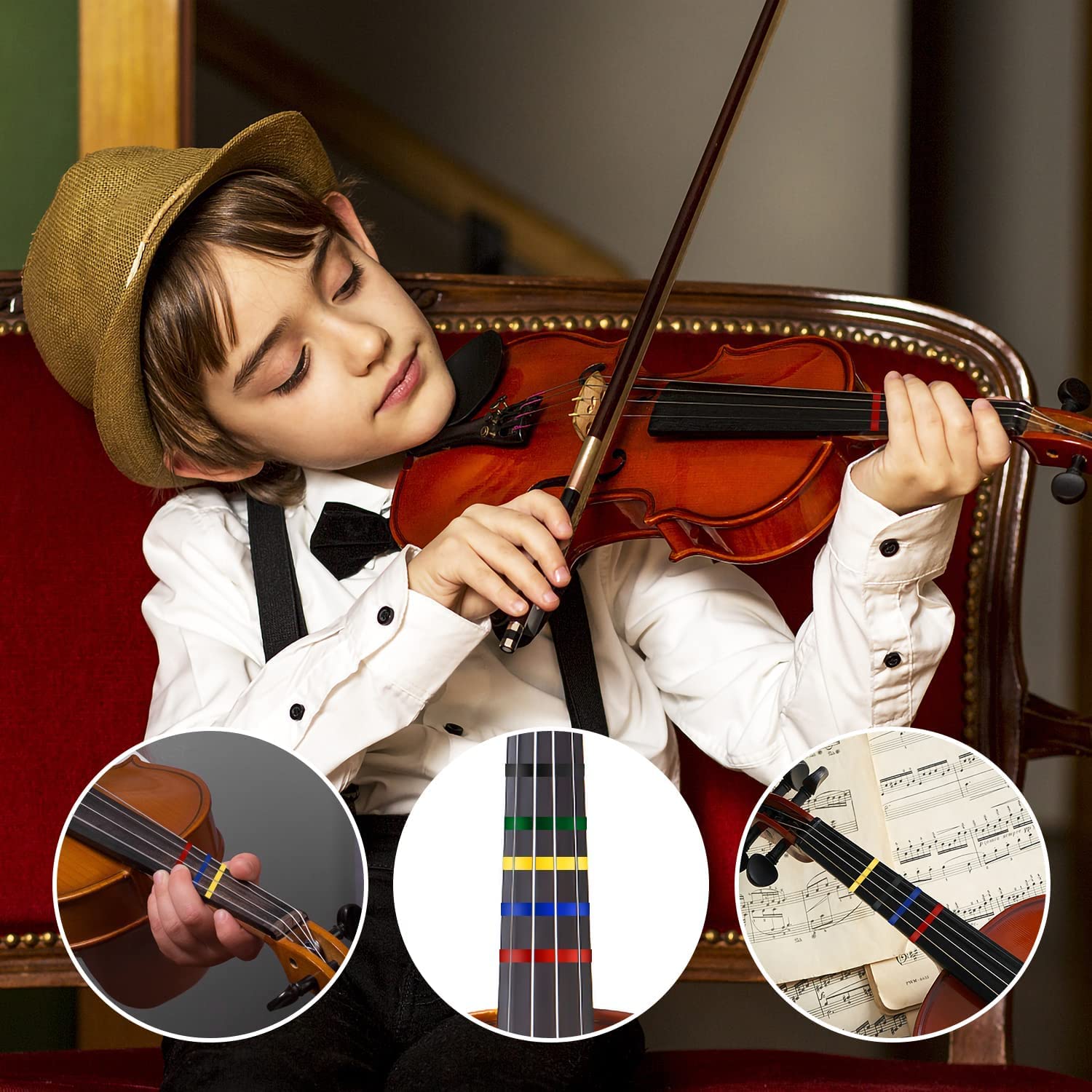 FAVOMOTO 6 Pièces Doigté De Violon Stickers Bande De Violon
