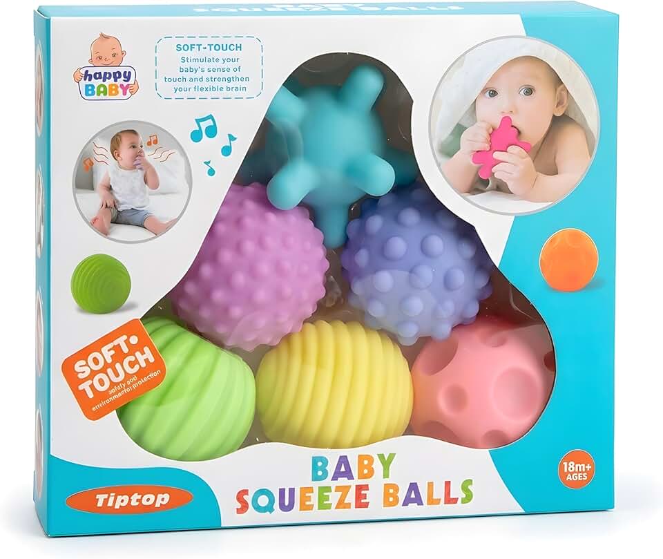 Kit de Bolas Sensoriais para Bebê – Texturas Educativas, Estímulo Motor e Cores Suaves – Silicone Macio – Aprendizado e Diversão a Partir de 18 Meses