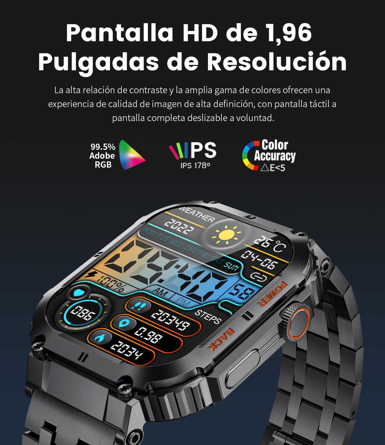 ESFOE Montre Connectée Homme Militaire Avec Lampe De Poche LED/Batterie 730 MAh AMOLED 1,75 Pouces Avec Fonction Téléphone, étanche 5ATM, Montre Fitness Avec 110 Modes Sportifs Pour Android Et IOS